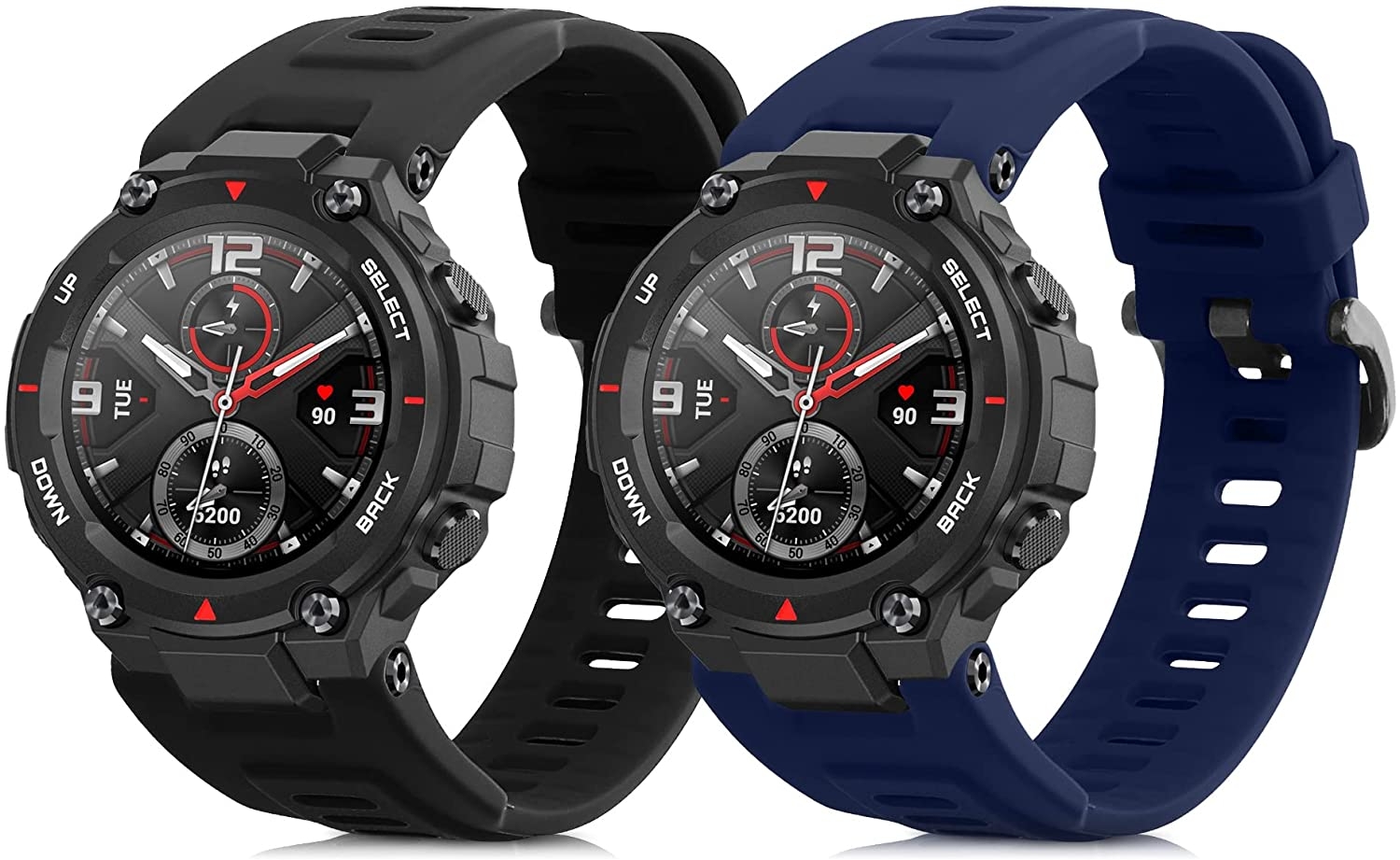 KW Λουράκι Σιλικόνης Huami Amazfit T-Rex / T-Rex Pro - 2 Τεμάχια - Black / Dark Blue