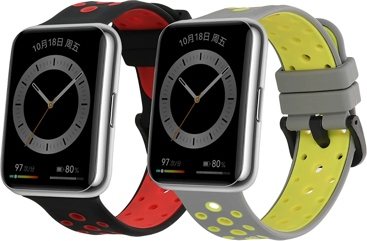 KW Λουράκι Σιλικόνης Huawei Watch Fit 2 - 2 Τεμάχια - Black / Red / Grey / Yellow