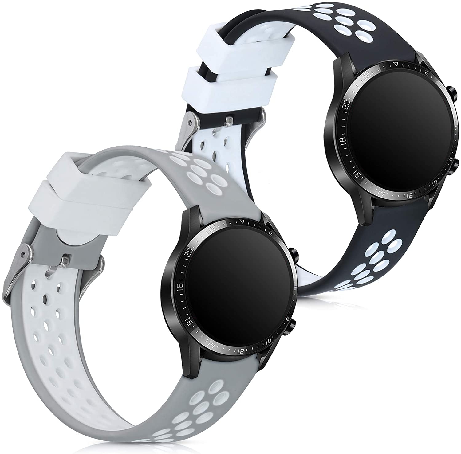 KW Λουράκι Σιλικόνης Huawei Watch GT 2 46mm - 2 Τεμάχια - Black / White / Grey
