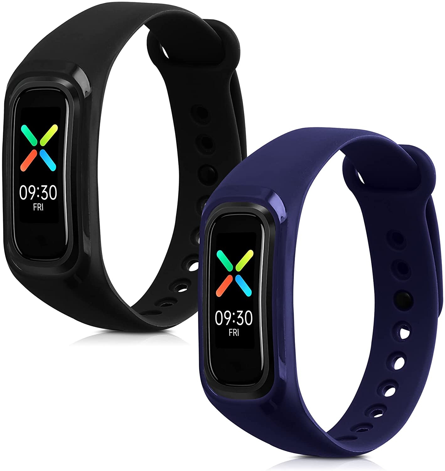 KW Λουράκι Σιλικόνης Oppo Band Sport - 2 Τεμάχια - Black / Dark Blue