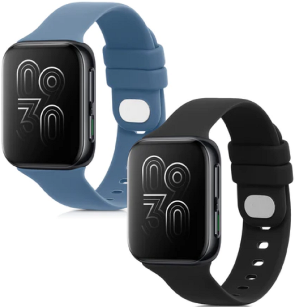 KW Λουράκι Σιλικόνης Oppo Watch 1 41mm - 2 Τεμάχια - Black / Blue Grey
