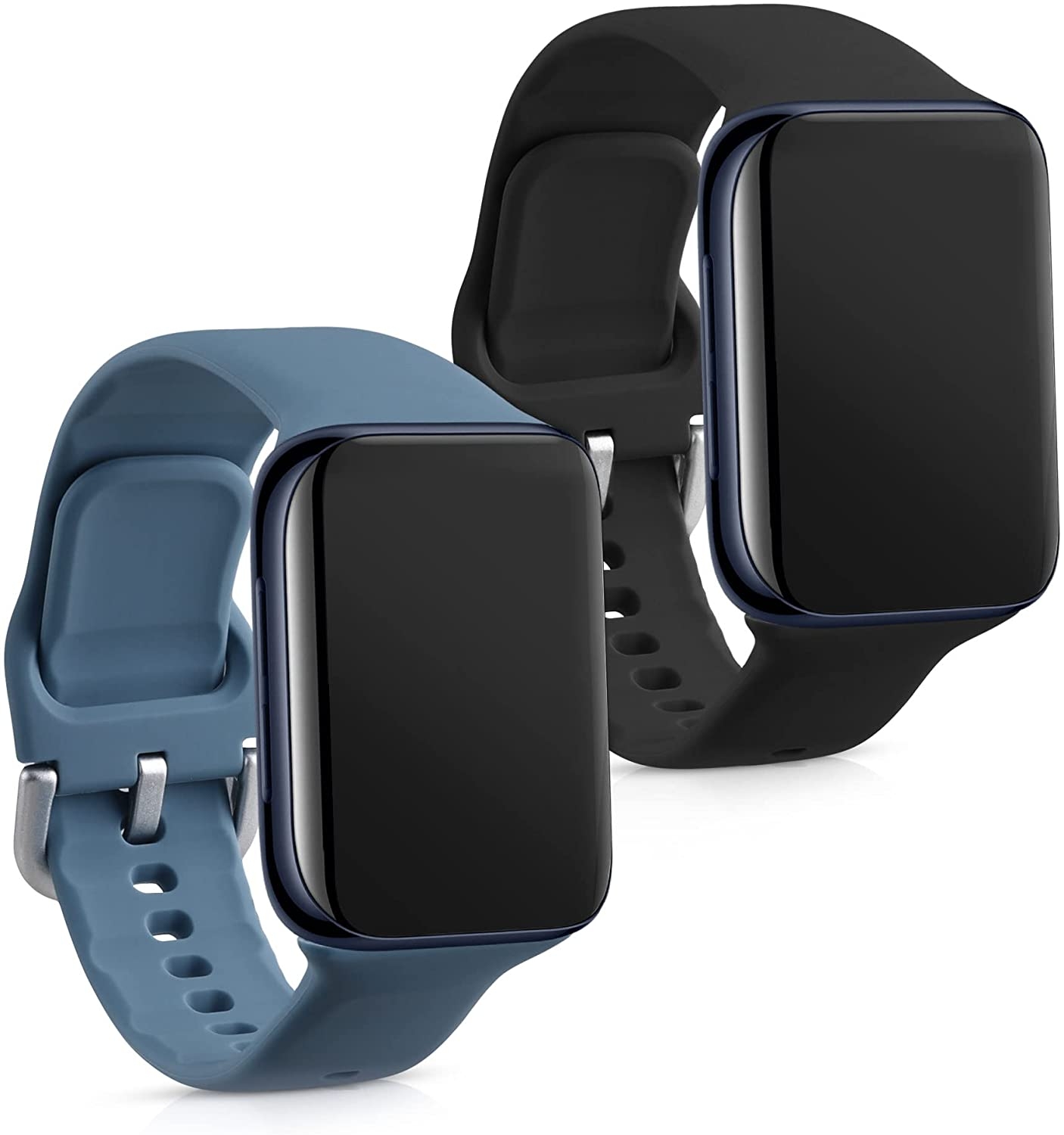 KW Λουράκι Σιλικόνης Oppo Watch 46mm - 2 Τεμάχια - Black / Blue Grey