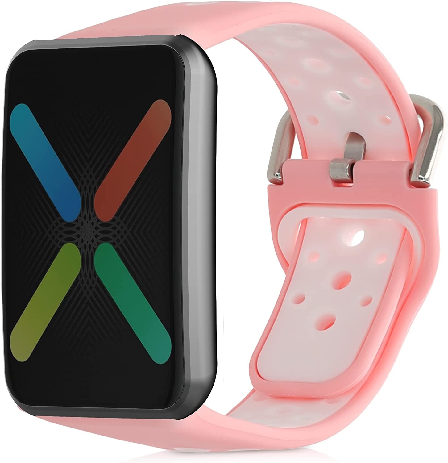 KW Λουράκι Σιλικόνης Oppo Watch Free - Grapefruit Pink / White (58878.02)