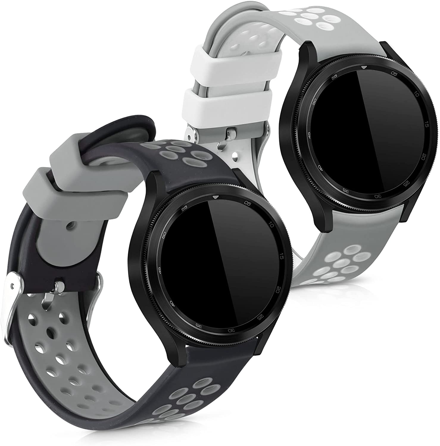 KW Λουράκι Σιλικόνης Samsung Galaxy Watch Classic 4 46mm - 2 Τεμάχια - Black / Grey / White / Grey