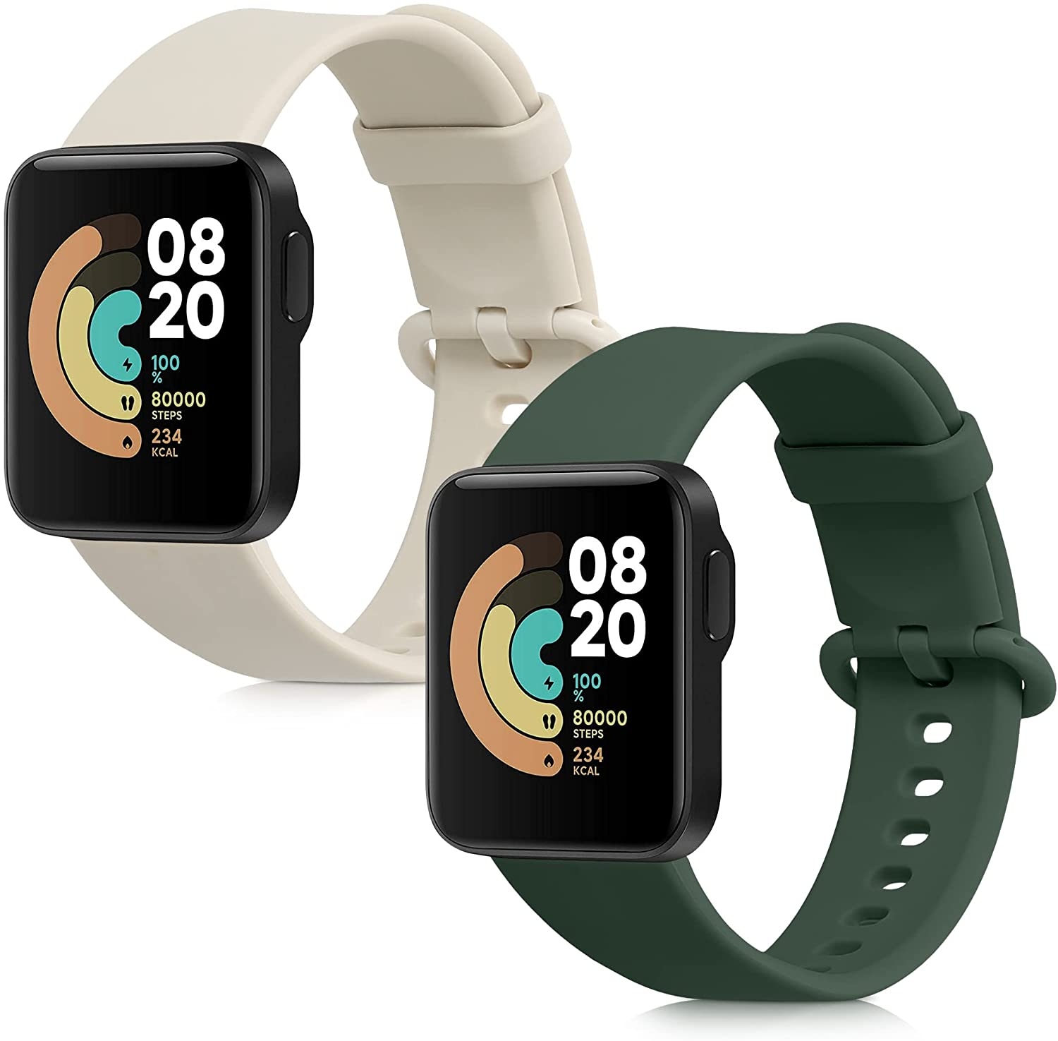 KW Λουράκι Σιλικόνης Xiaomi Mi Watch Lite / Redmi Watch - 2 Τεμάχια - Dark Green / Beige 