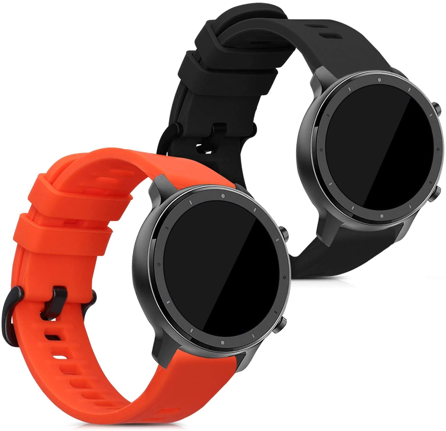 KW Λουράκια (22mm) Σιλικόνης Huami Amazfit GTR 47mm - Black / Orange - 2 Τεμάχια