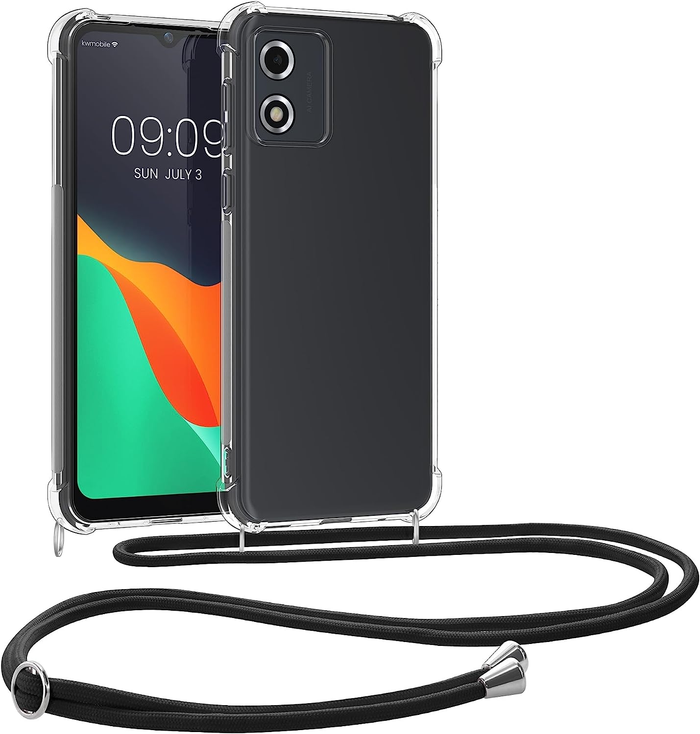 KWmobile Διάφανη Θήκη Σιλικόνης με Λουράκι Λαιμού - Motorola Moto E13 - Transparent