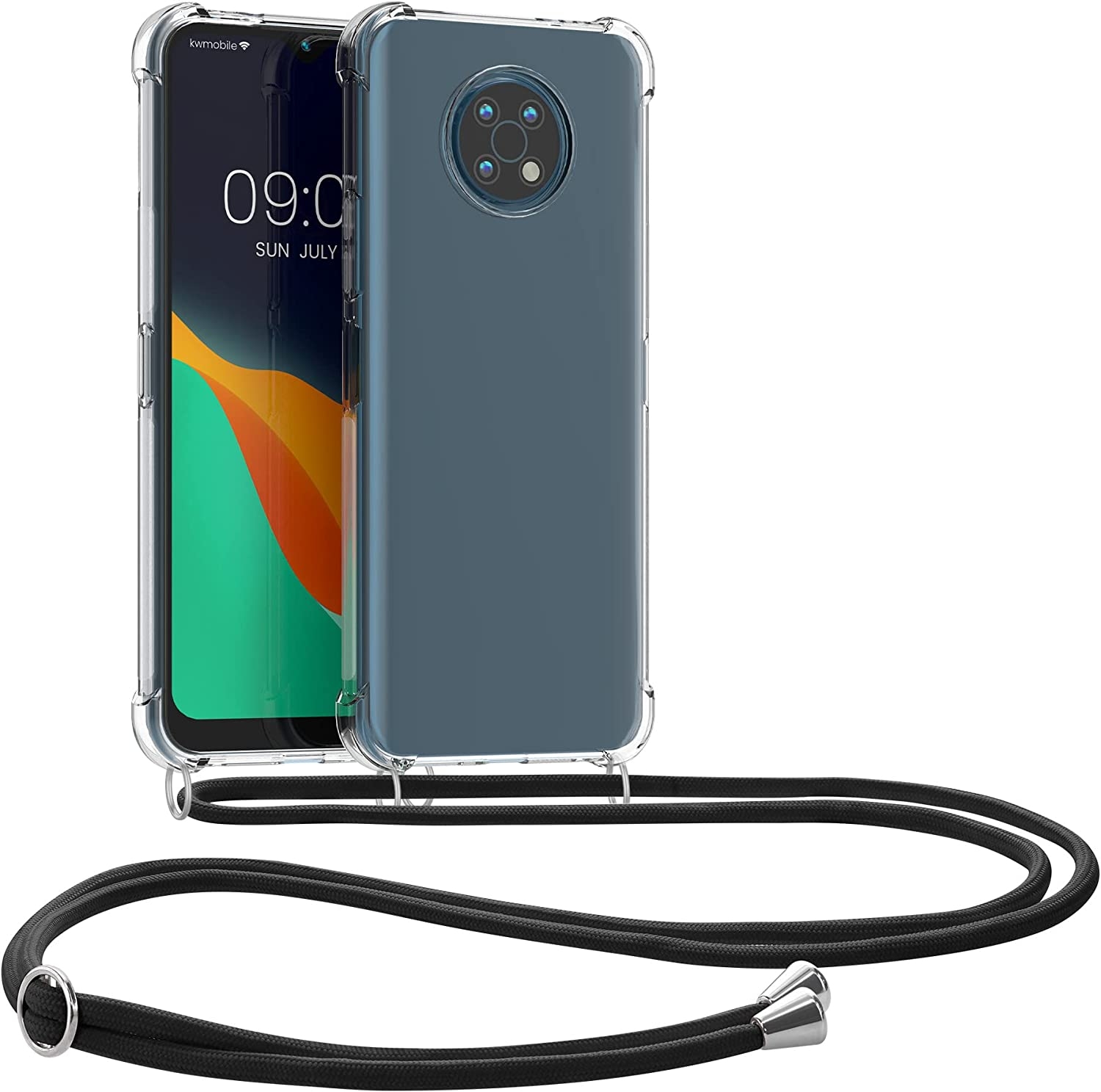 KWmobile Διάφανη Θήκη Σιλικόνης με Λουράκι Λαιμού - Nokia G50 - Transparent / Black