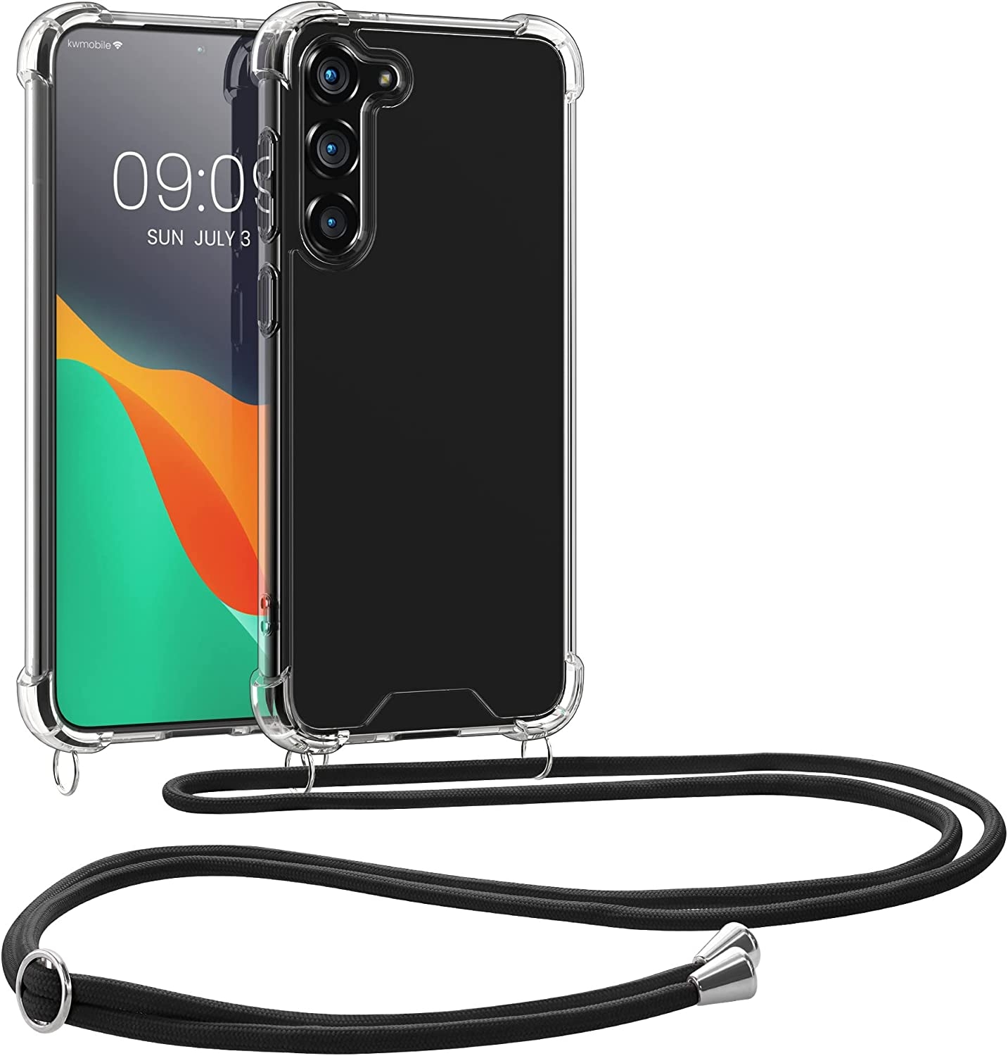 KWmobile Διάφανη Θήκη Σιλικόνης με Λουράκι Λαιμού - Samsung Galaxy S23 Plus - Transparent / Black