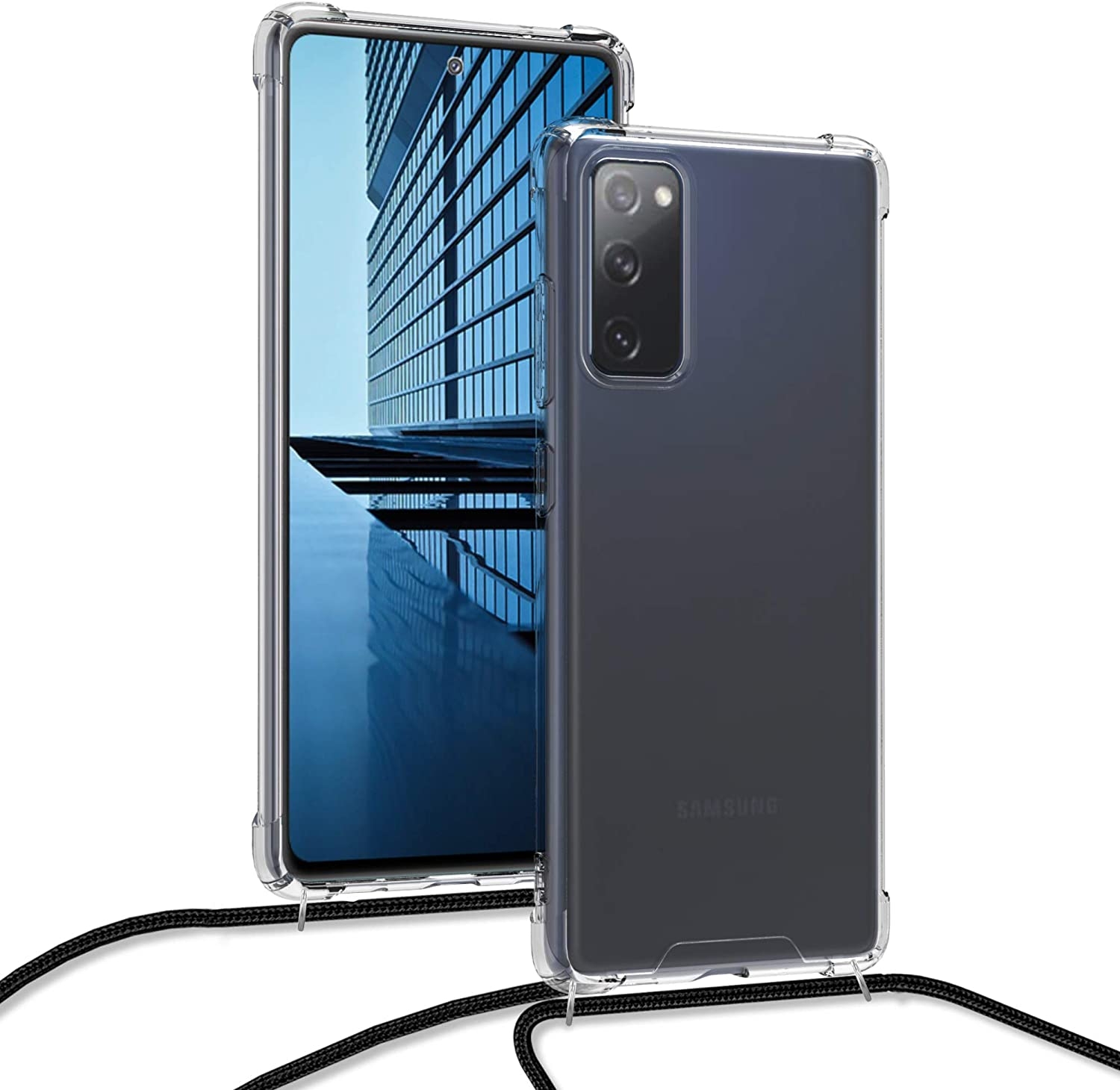 Wmobile Διάφανη Θήκη Σιλικόνης με Λουράκι Λαιμού Samsung Galaxy S20 FE - Black / Transparent 