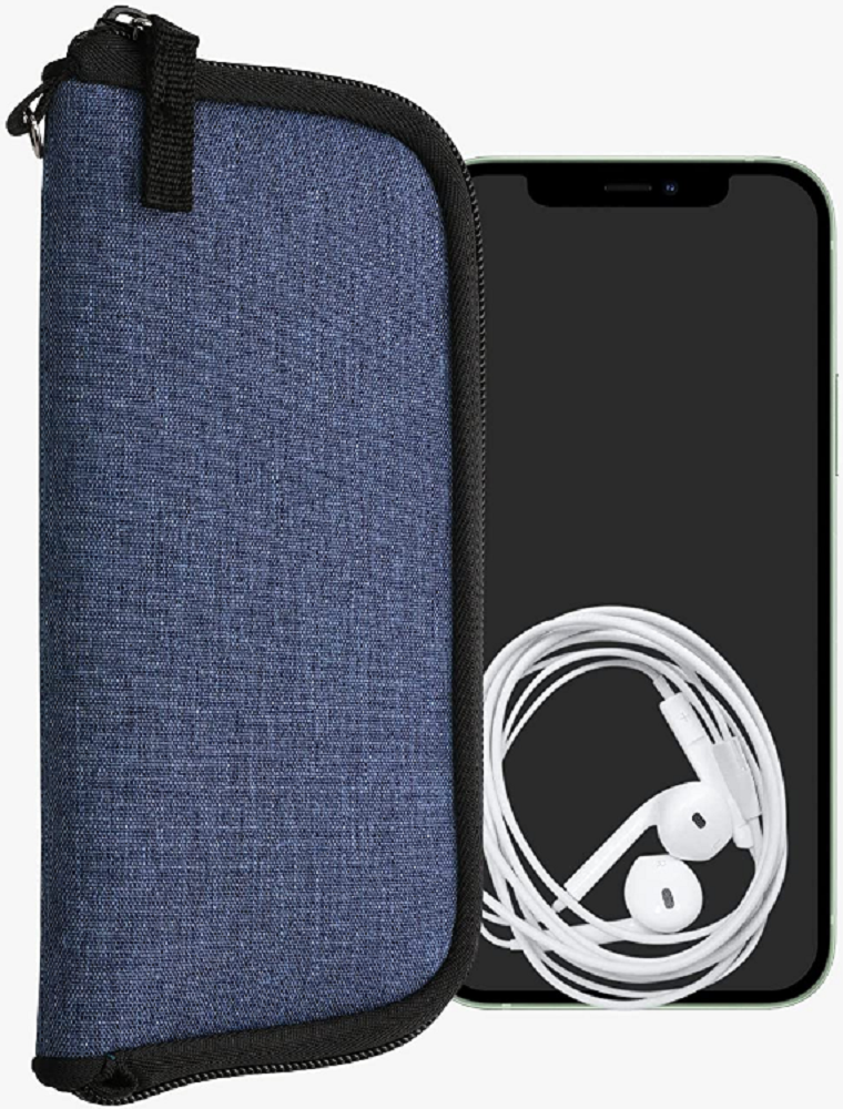 KWmobile Fabric Full Zipper Pouch - Universal Θήκη από Ύφασμα με Φερμουάρ για Smartphone / Κινητά έως 7" - Dark Blue