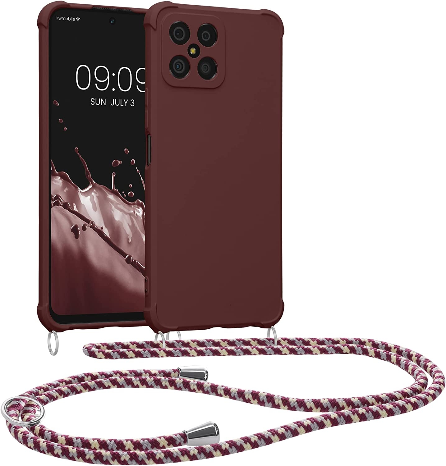 KWmobile Matte Θήκη Σιλικόνης με Λουράκι Λαιμού Honor X8 4G - Bordeaux Violet