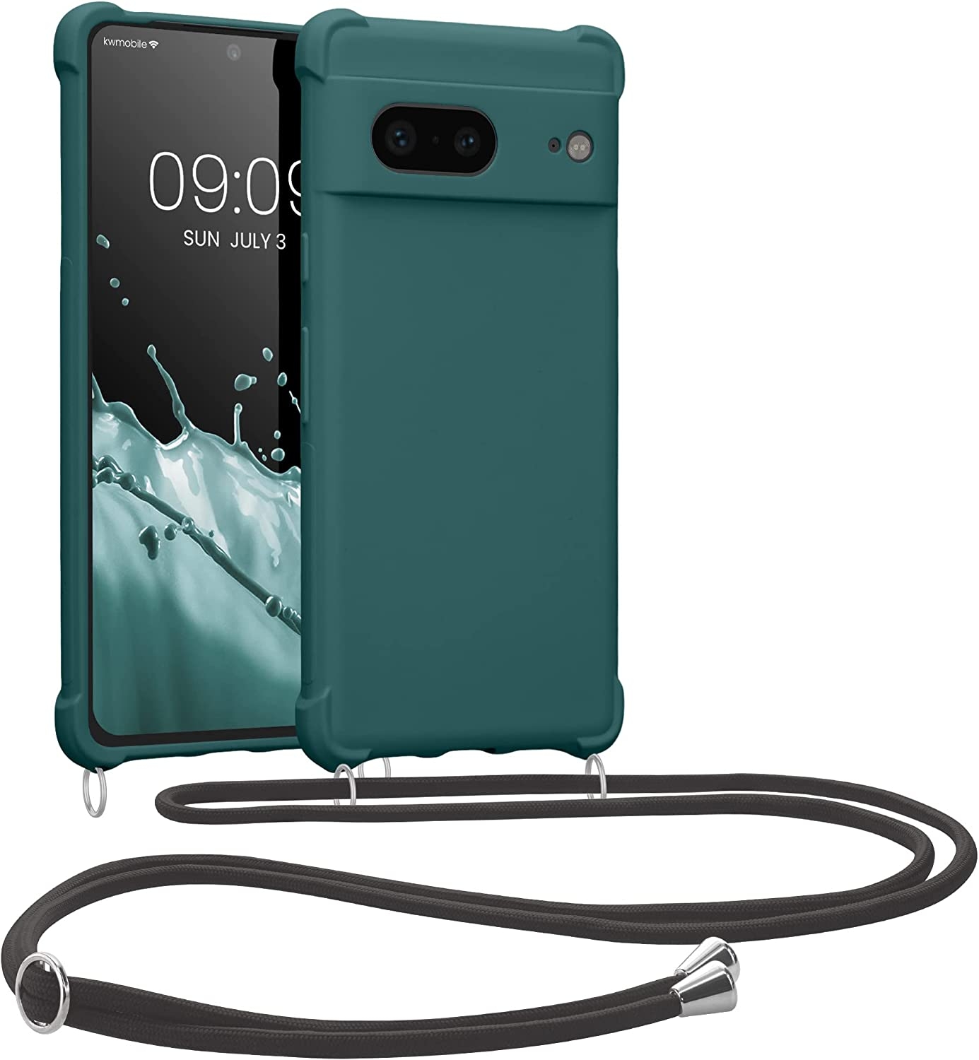 KWmobile Matte Θήκη Σιλικόνης με Λουράκι Λαιμού Google Pixel 7 - Petrol