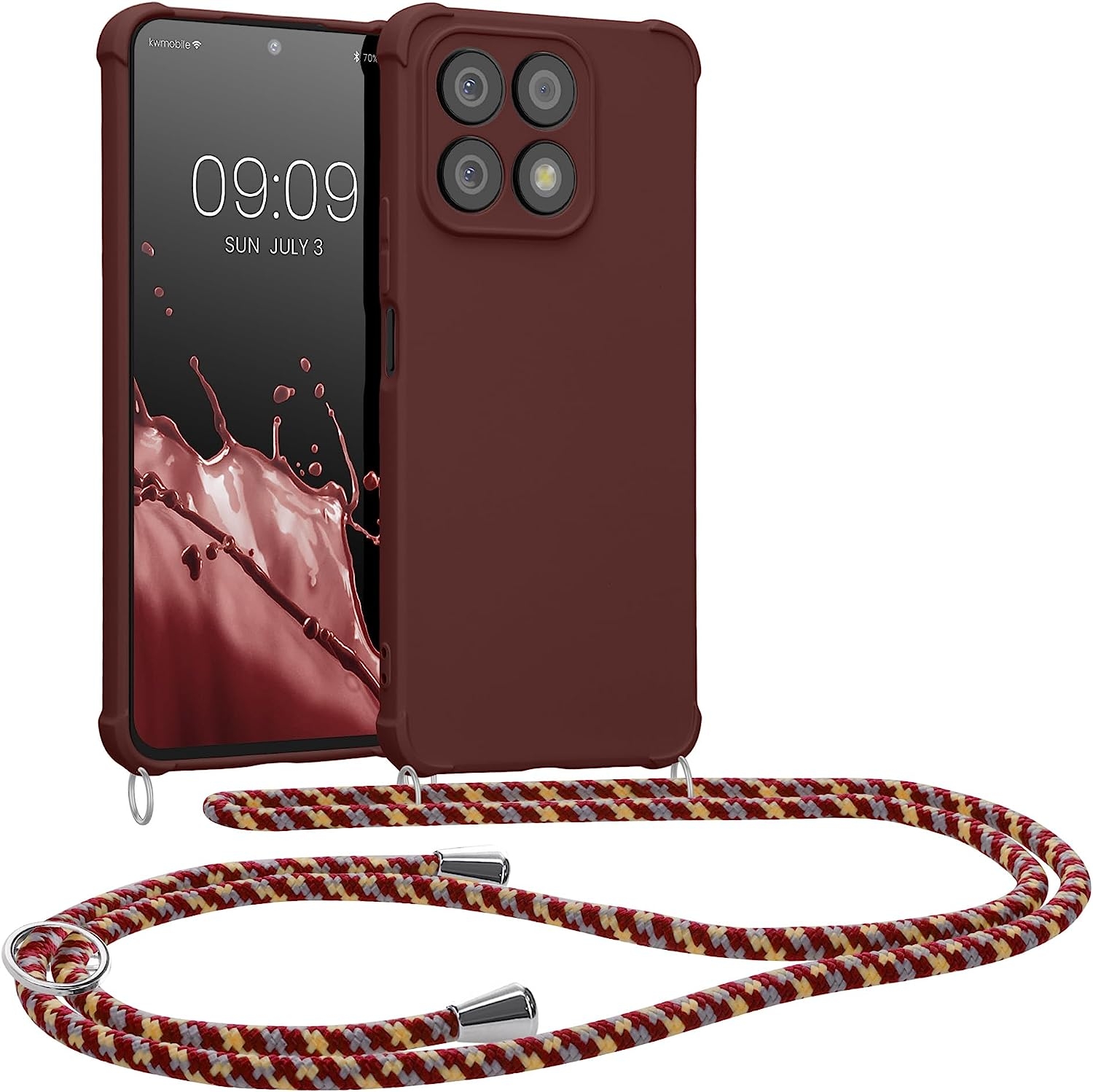 KWmobile Matte Θήκη Σιλικόνης με Λουράκι Λαιμού Honor X8a - Bordeaux Violet