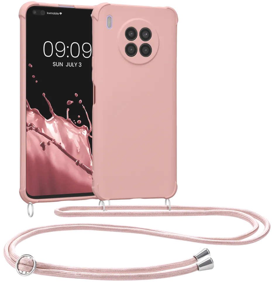KWmobile Matte Θήκη Σιλικόνης με Λουράκι Λαιμού Huawei Nova 8i - Mother Of Pearl 