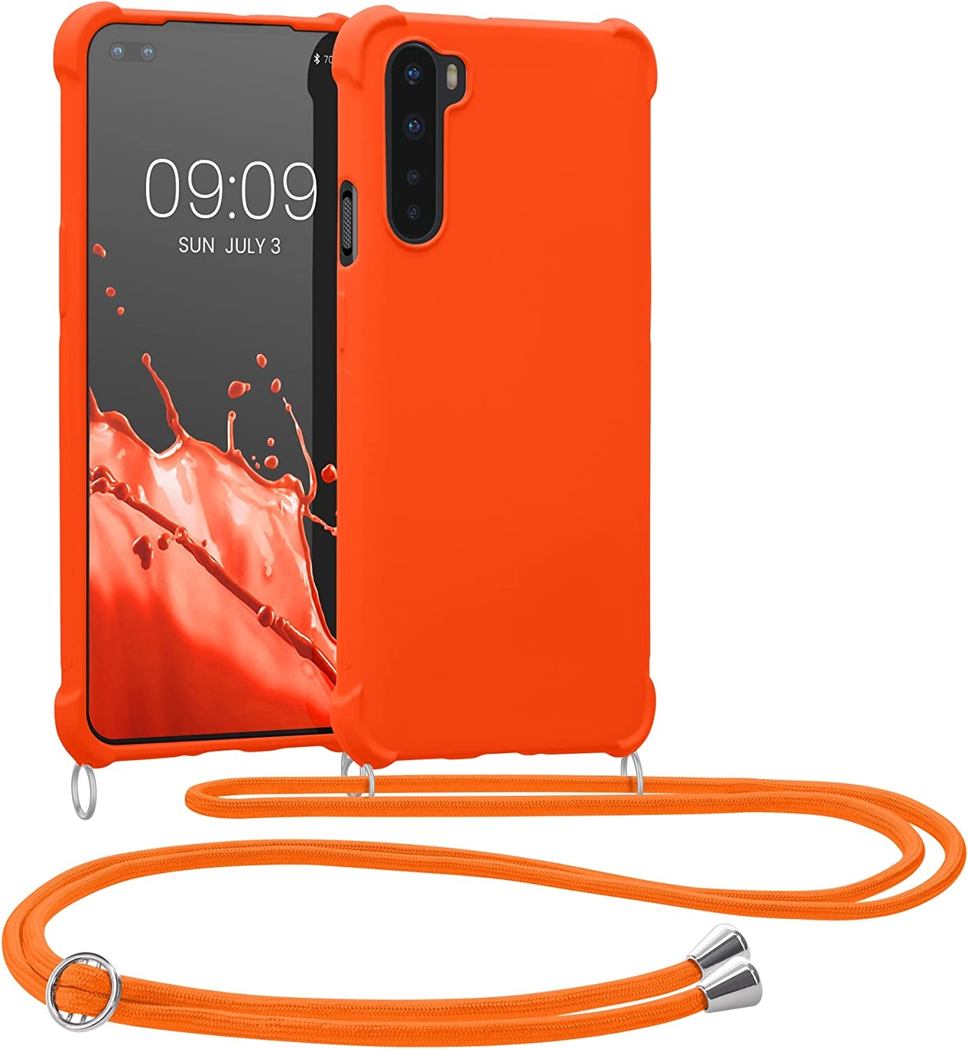 KWmobile Matte Θήκη Σιλικόνης με Λουράκι Λαιμού OnePlus Nord - Fruity Orange