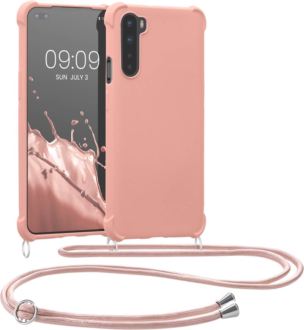 KWmobile Matte Θήκη Σιλικόνης με Λουράκι Λαιμού OnePlus Nord - Mother Of Pearl