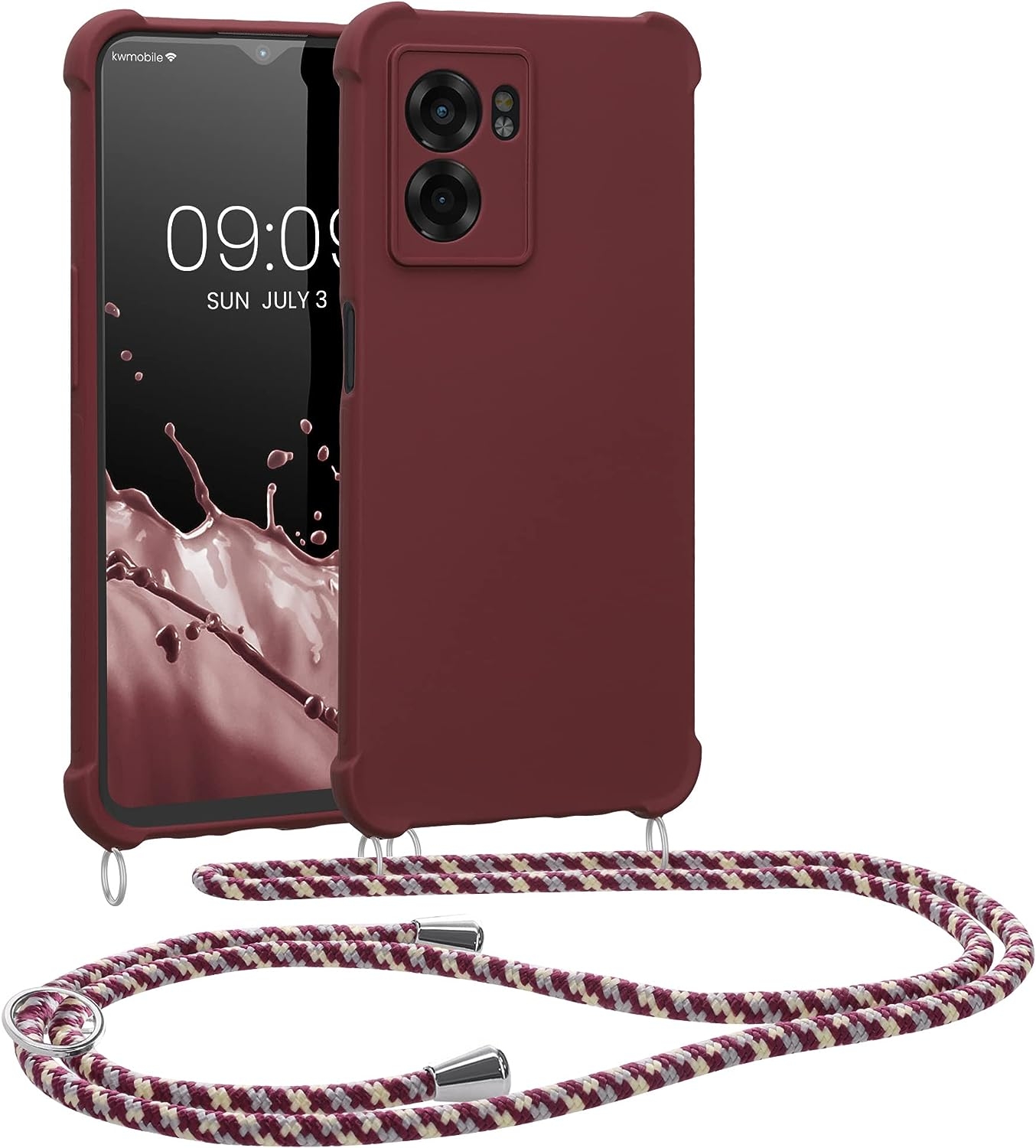 KWmobile Matte Θήκη Σιλικόνης με Λουράκι Λαιμού Realme Narzo 50 5G - Bordeaux Violet (60038.187)