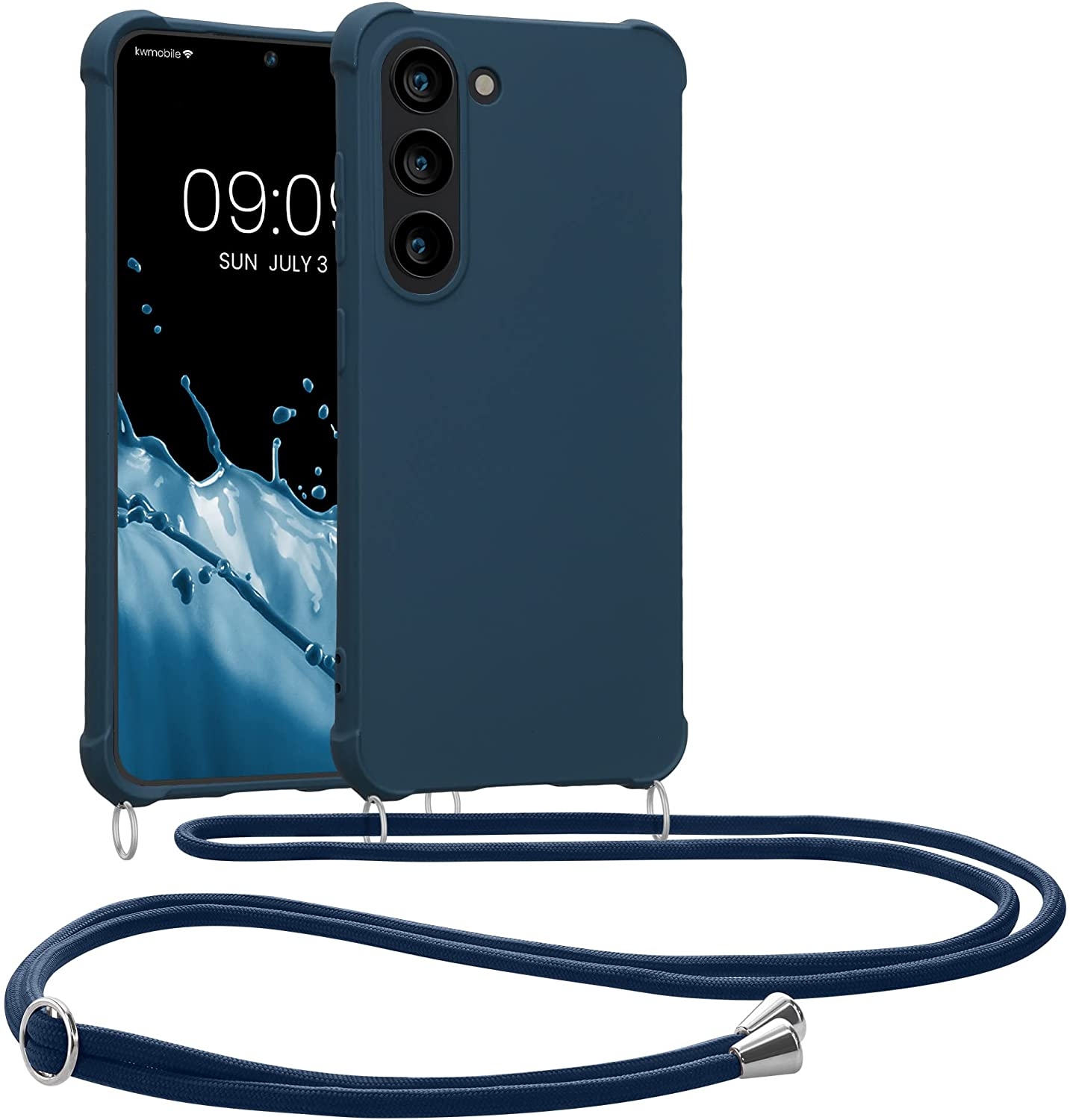 KWmobile Matte Θήκη Σιλικόνης με Λουράκι Λαιμού Samsung Galaxy S23 - Dark Blue