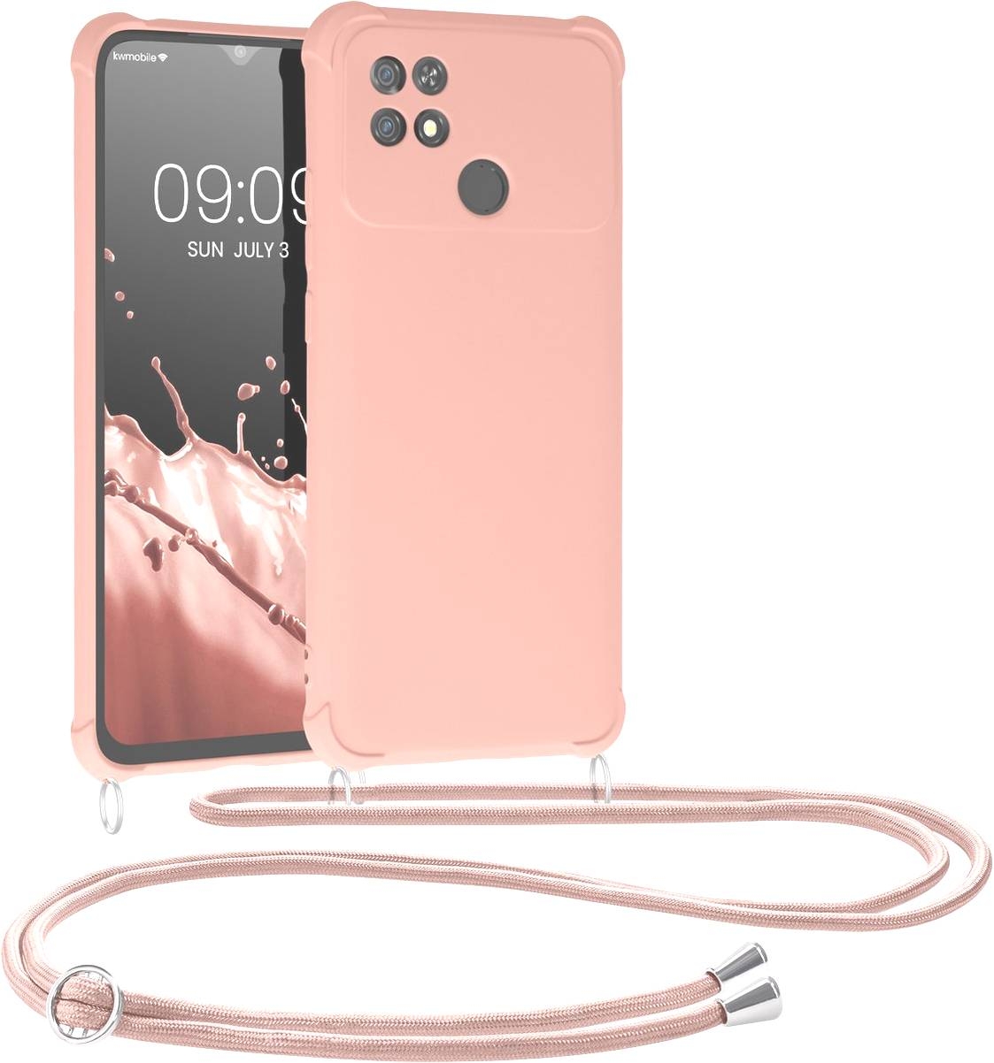 KWmobile Matte Θήκη Σιλικόνης με Λουράκι Λαιμού Xiaomi Poco C40 - Mother Of Pearl