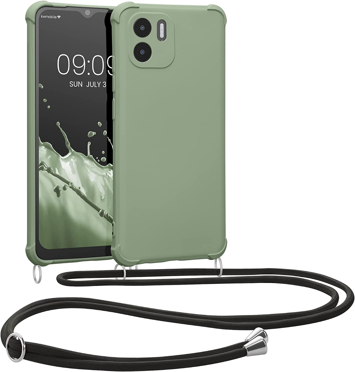 KWmobile Matte Θήκη Σιλικόνης με Λουράκι Λαιμού Xiaomi Redmi A1 - Gray Green