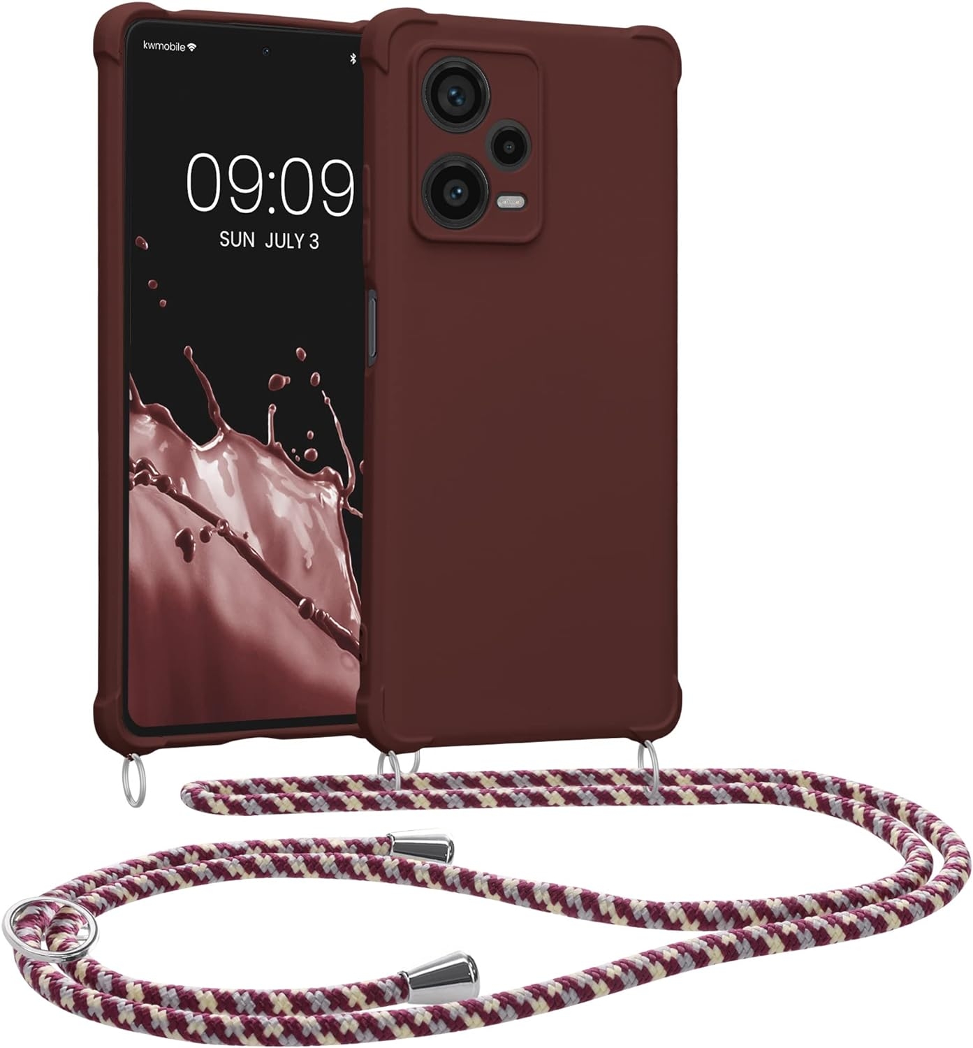 KWmobile Matte Θήκη Σιλικόνης με Λουράκι Λαιμού Xiaomi Redmi Note 12 Pro Plus - Bordeaux Violet