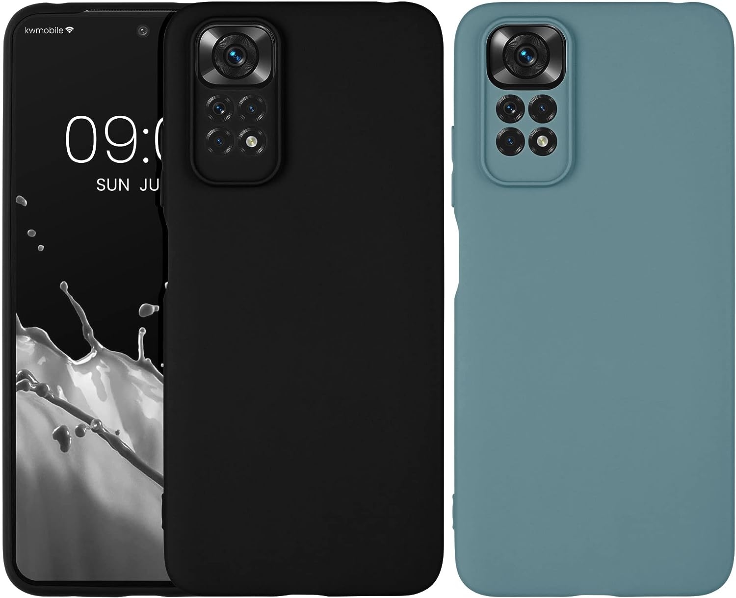 KWmobile Σετ με 2 Θήκες Σιλικόνης με Πλαίσιο Κάμερας - Xiaomi Redmi Note 11 / 11S - Black Matte / Antique Stone