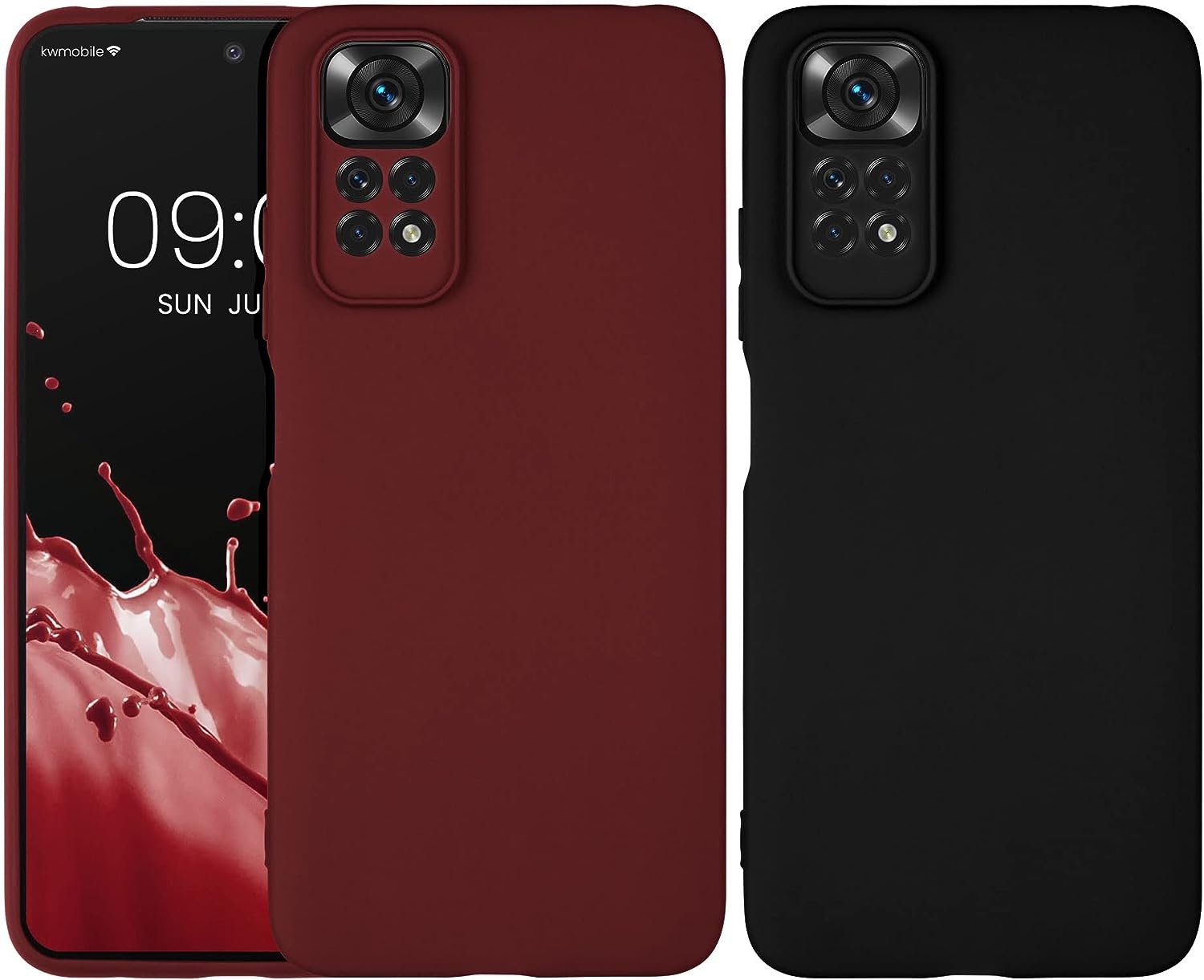 KWmobile Σετ με 2 Θήκες Σιλικόνης με Πλαίσιο Κάμερας - Xiaomi Redmi Note 11 / 11S - Black Matte / Bordeaux Violet