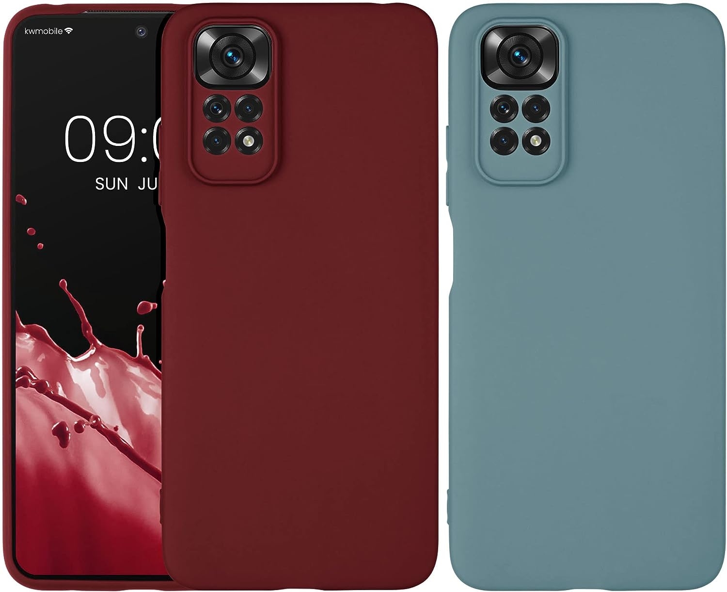 KWmobile Σετ με 2 Θήκες Σιλικόνης με Πλαίσιο Κάμερας - Xiaomi Redmi Note 11 / 11S - Bordeaux Violett / Antique Stone