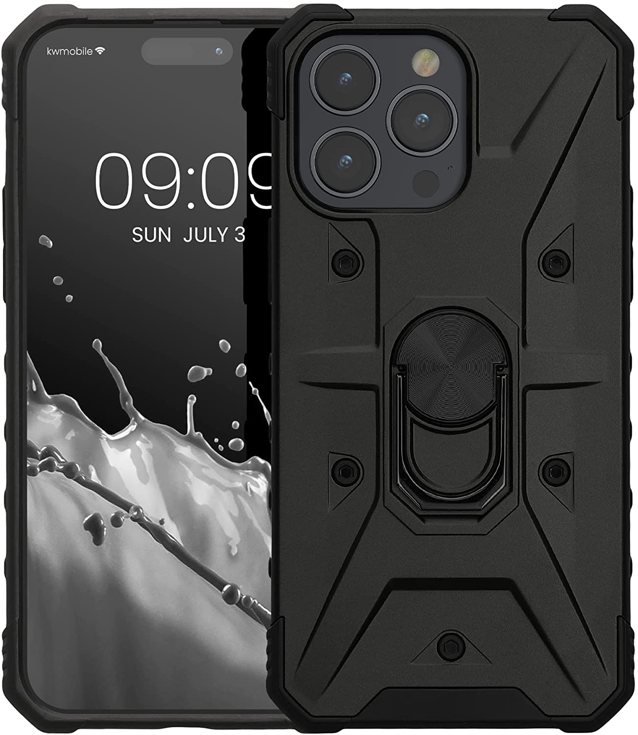 KWmobile Shockproof Hybrid - Σκληρή Θήκη με TPU & Finger Holder - Apple iPhone 14 Pro Max - Black