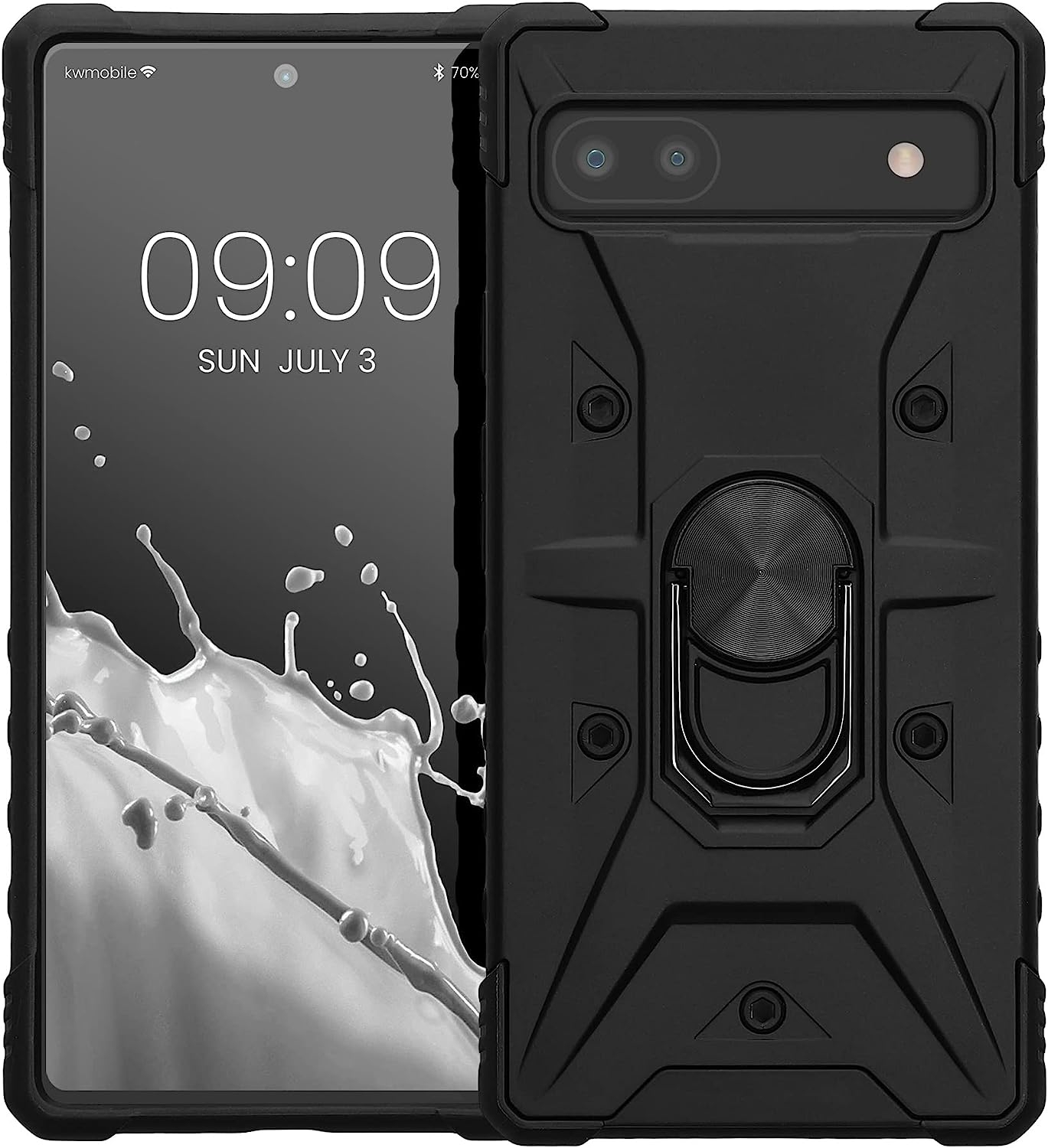 KWmobile Shockproof Hybrid - Σκληρή Θήκη με TPU & Finger Holder - Google Pixel 6a - Black