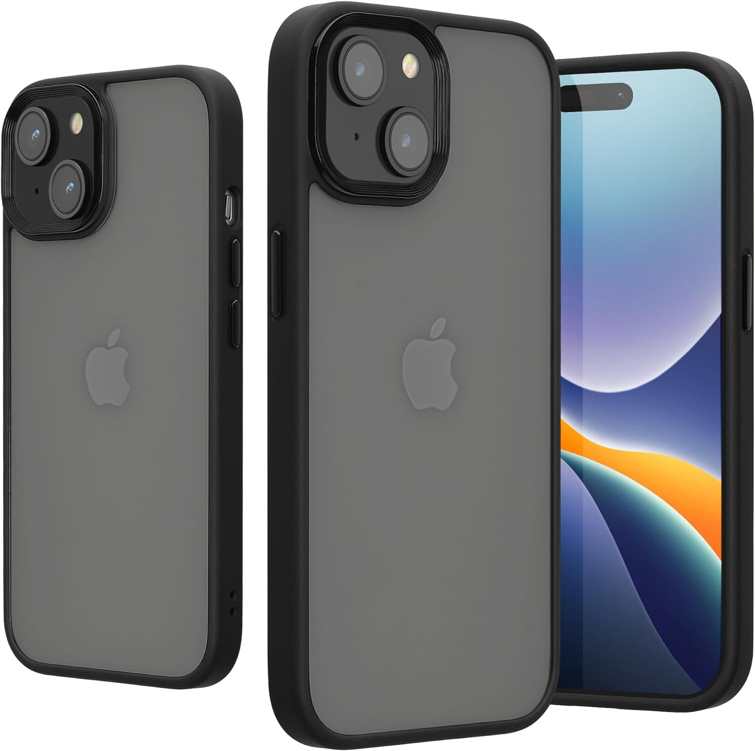 KWmobile Σκληρή Ημιδιάφανη Θήκη με Μεταλλικό Πλαίσιο & TPU Bumper - Apple iPhone 15 - Black / Matte Transparent