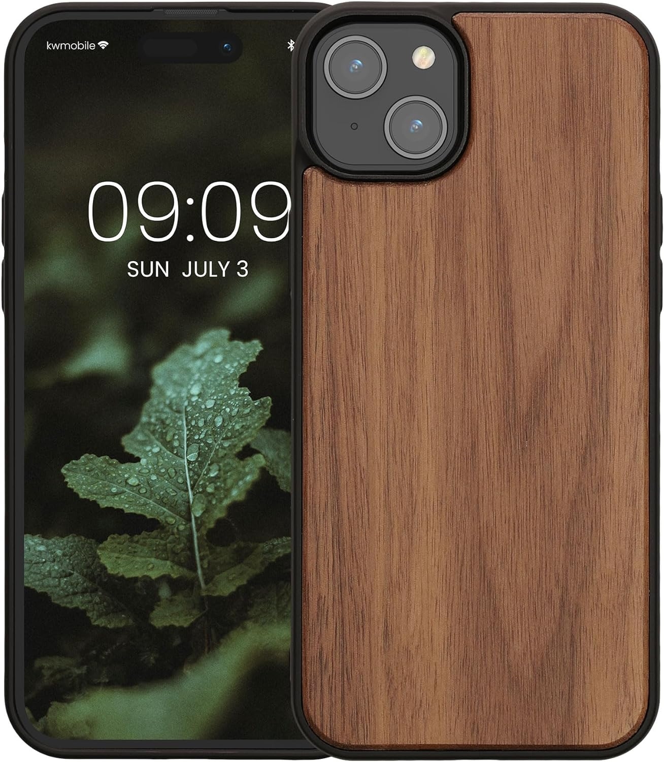 KWmobile Σκληρή Ξύλινη Θήκη με TPU Bumper - Apple iPhone 15 Plus - Walnut / Dark Brown