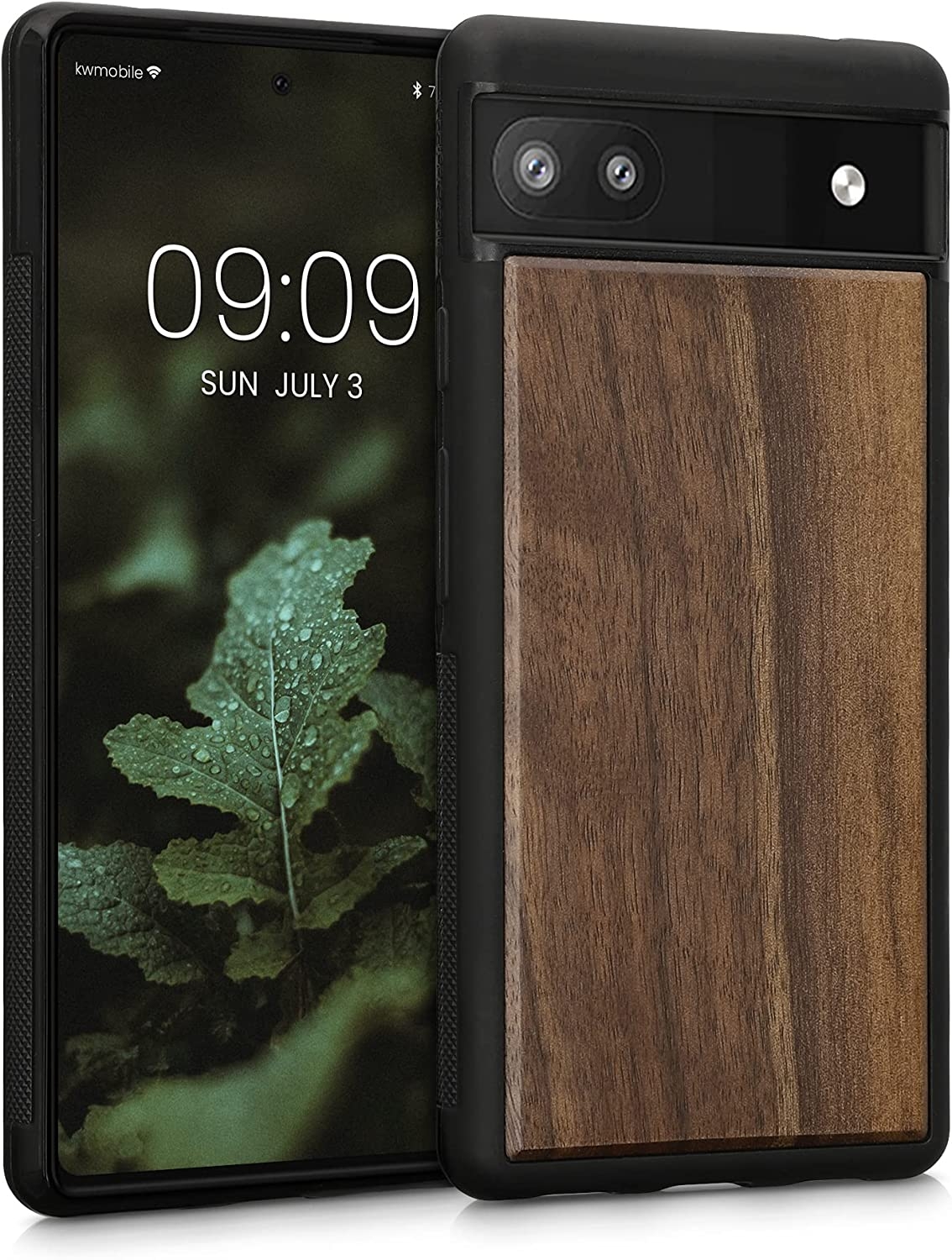 KWmobile Σκληρή Ξύλινη Θήκη με TPU Bumper - Google Pixel 6a - Dark Brown / Walnut