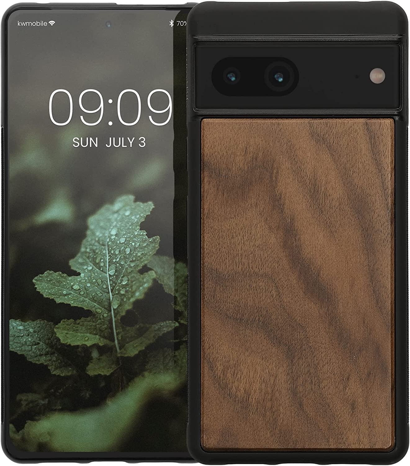 KWmobile Σκληρή Ξύλινη Θήκη με TPU Bumper - Google Pixel 7 - Dark Brown / Walnut