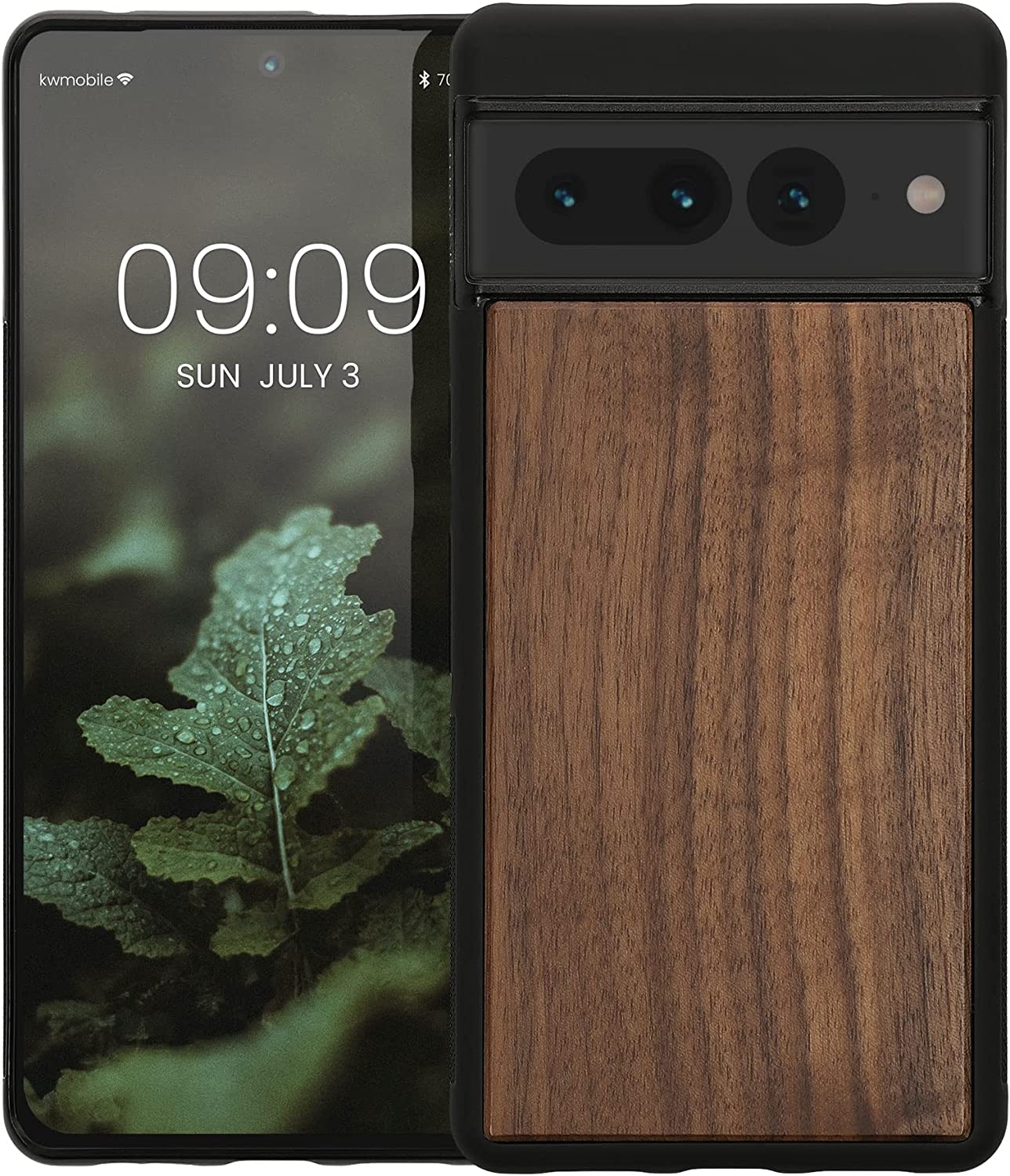 KWmobile Σκληρή Ξύλινη Θήκη με TPU Bumper - Google Pixel 7 Pro - Dark Brown / Walnut