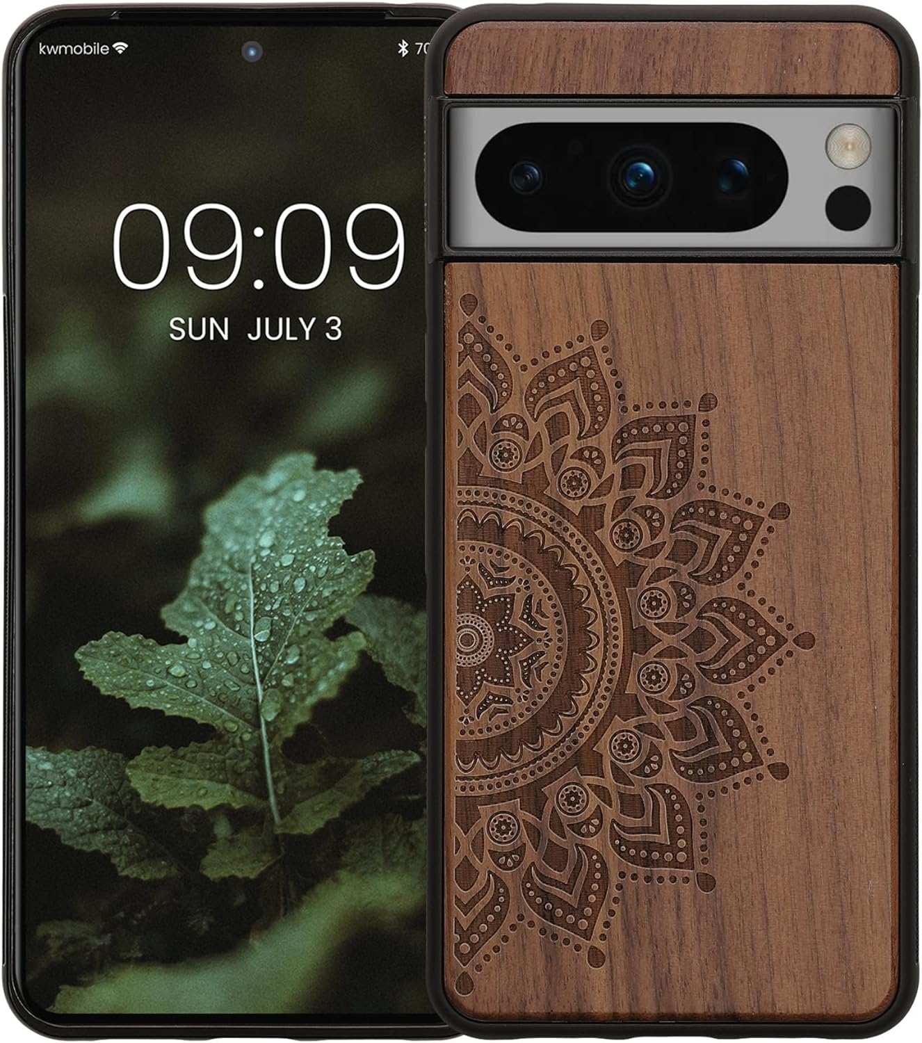 KWmobile Σκληρή Ξύλινη Θήκη με TPU Bumper - Google Pixel 8 Pro - Walnut / Rising Sun