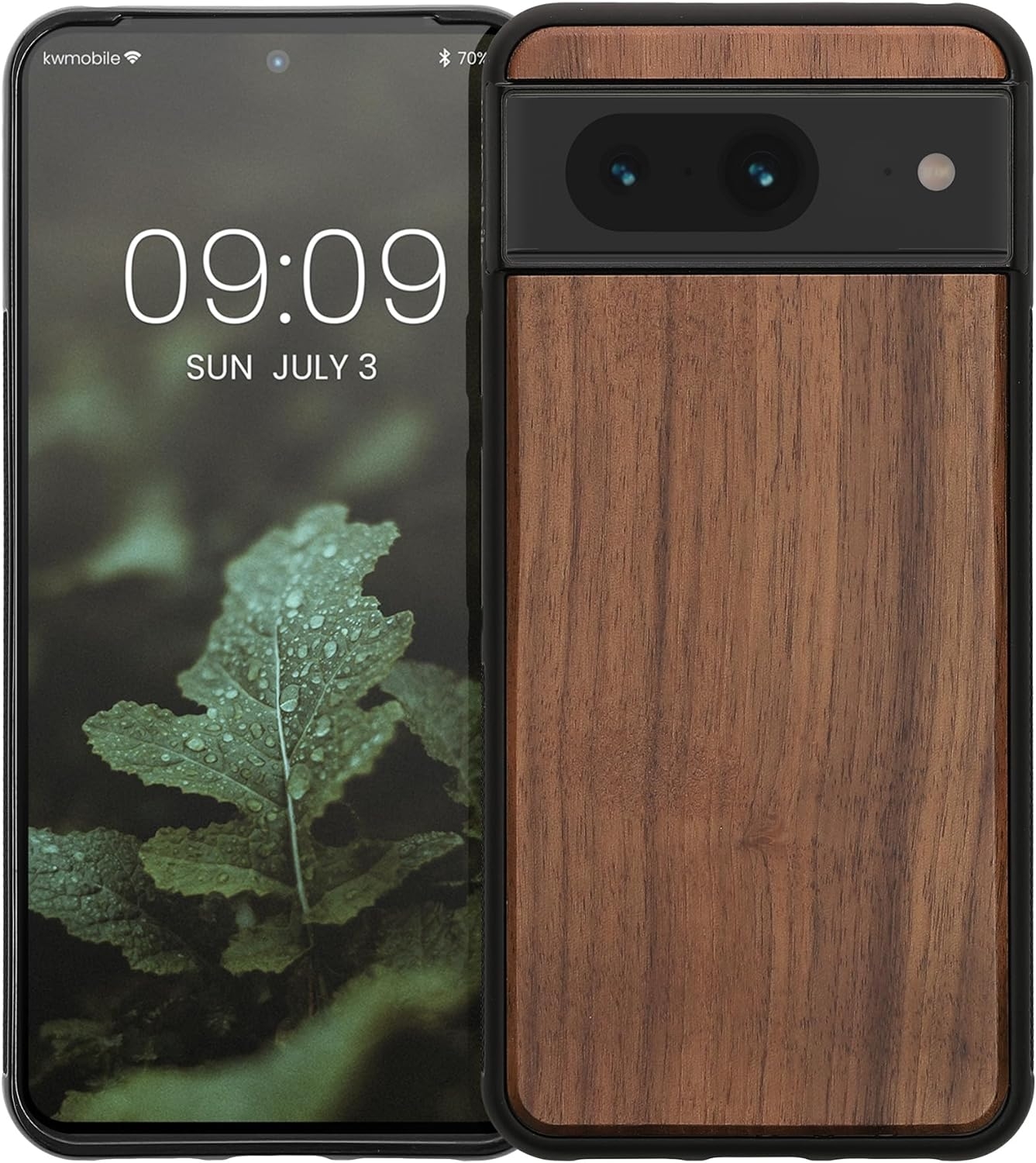 KWmobile Σκληρή Ξύλινη Θήκη με TPU Bumper - Google Pixel 8 - Walnut / Dark Brown