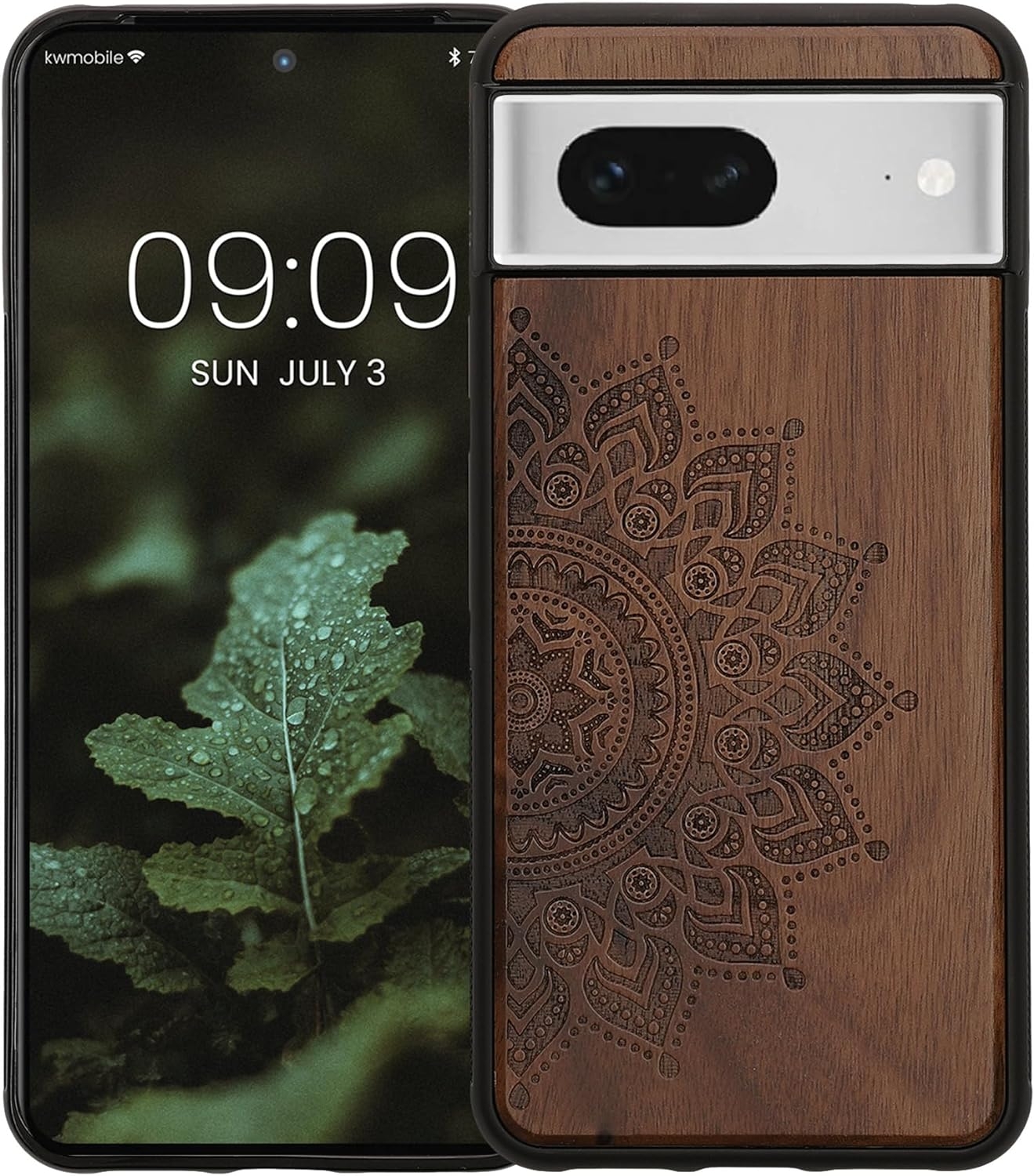 KWmobile Σκληρή Ξύλινη Θήκη με TPU Bumper - Google Pixel 8 - Walnut / Rising Sun