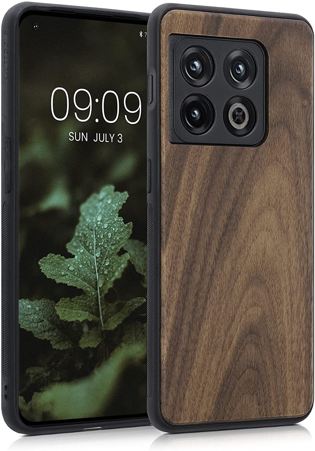 KWmobile Σκληρή Ξύλινη Θήκη με TPU Bumper - OnePlus 10 Pro - Dark Brown / Walnut