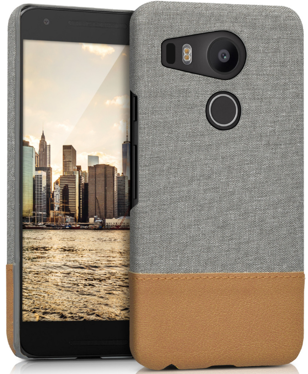 KWmobile Σκληρή Θήκη Canvas & PU Leather - LG Nexus 5X - Light Grey / Brown