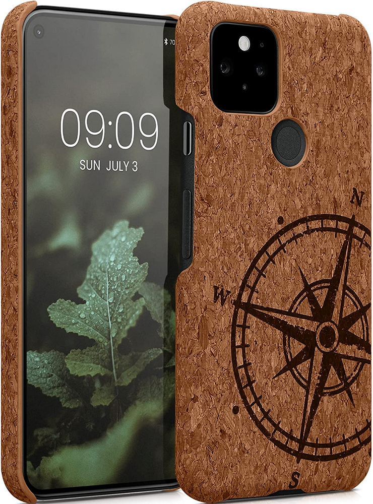 KWmobile Σκληρή Θήκη Google Pixel 5 - Light Brown Cork / Navigational Compass