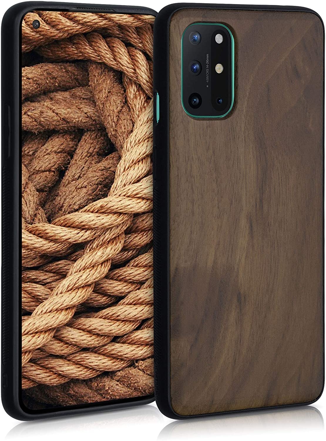 KWmobile Σκληρή Ξύλινη Θήκη με TPU Bumper OnePlus 8T - Dark Brown