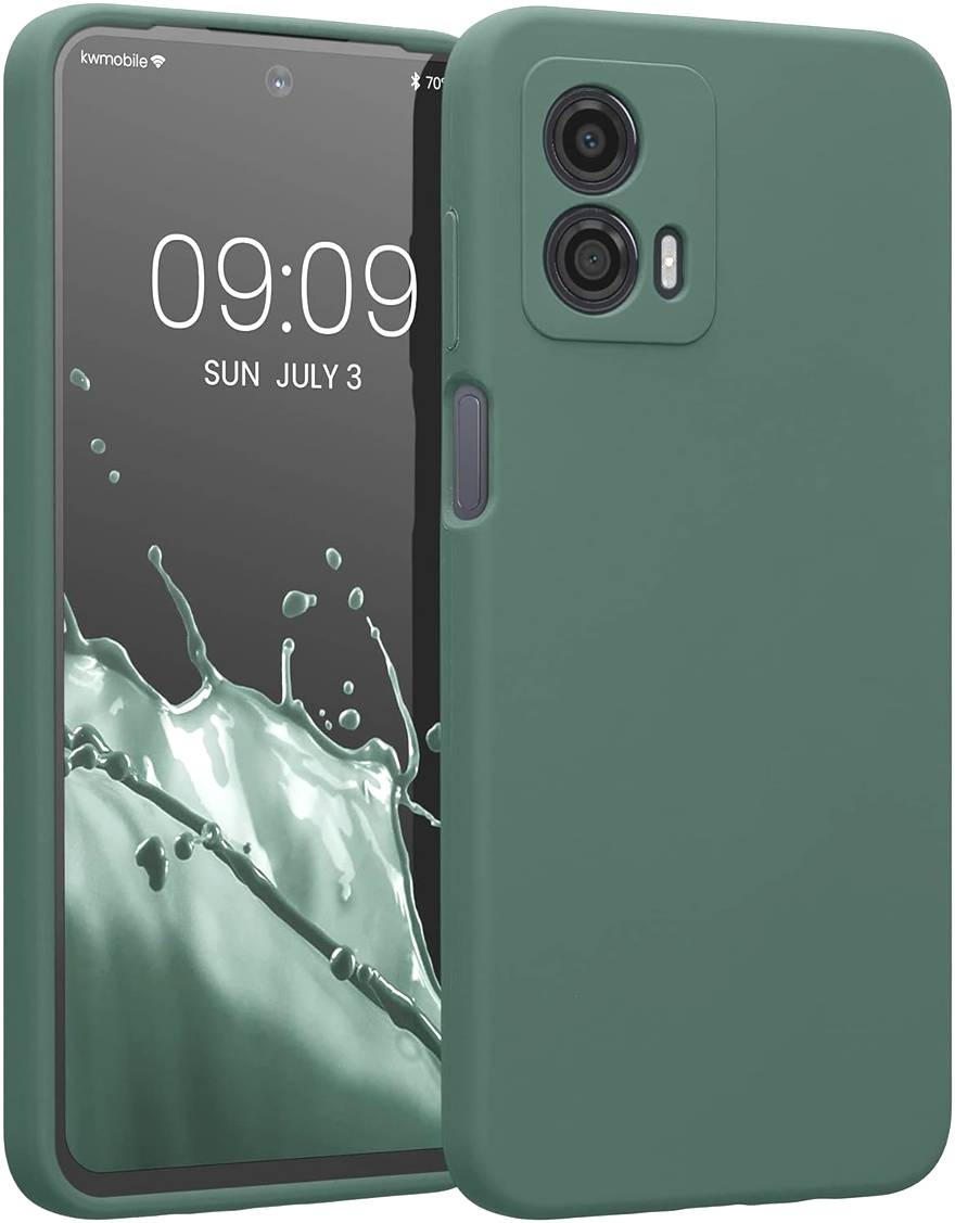 KWmobile Soft Flexible Rubber Cover - Θήκη Σιλικόνης Motorola Moto G53 με Πλαίσιο Κάμερας - Forest Green