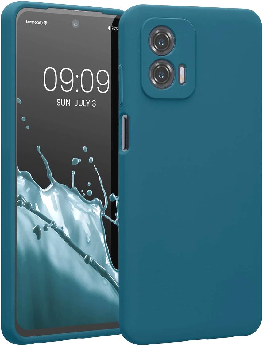 KWmobile Soft Flexible Rubber Cover - Θήκη Σιλικόνης Motorola Moto G73 με Πλαίσιο Κάμερας - Petrol (60831.78)