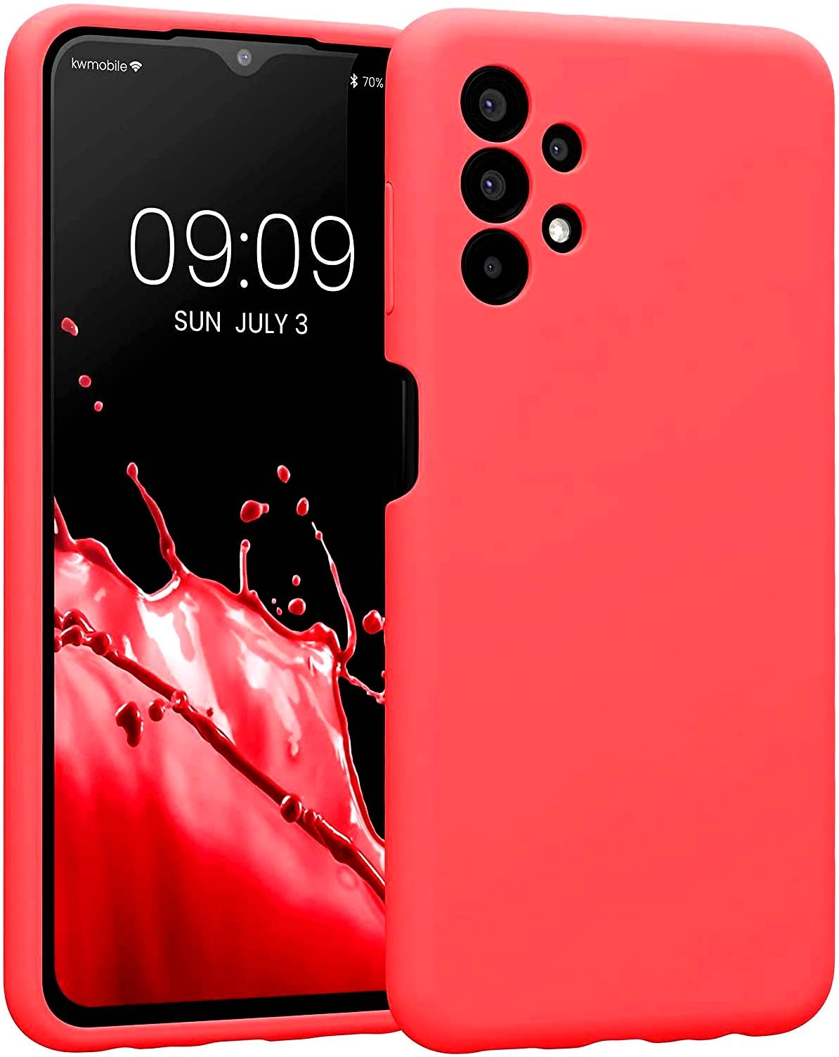 KWmobile Soft Flexible Rubber Cover - Θήκη Σιλικόνης Samsung Galaxy A13 4G με Πλαίσιο Κάμερας - Neon Coral