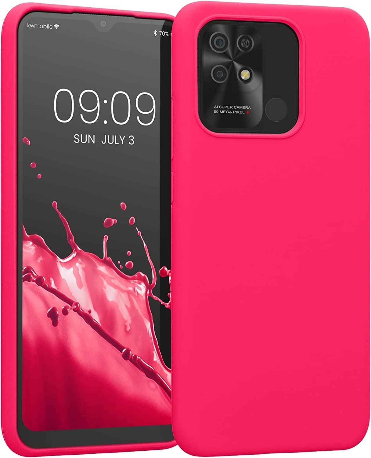 KWmobile Soft Flexible Rubber Cover - Θήκη Σιλικόνης Xiaomi Redmi 10C - Neon Pink