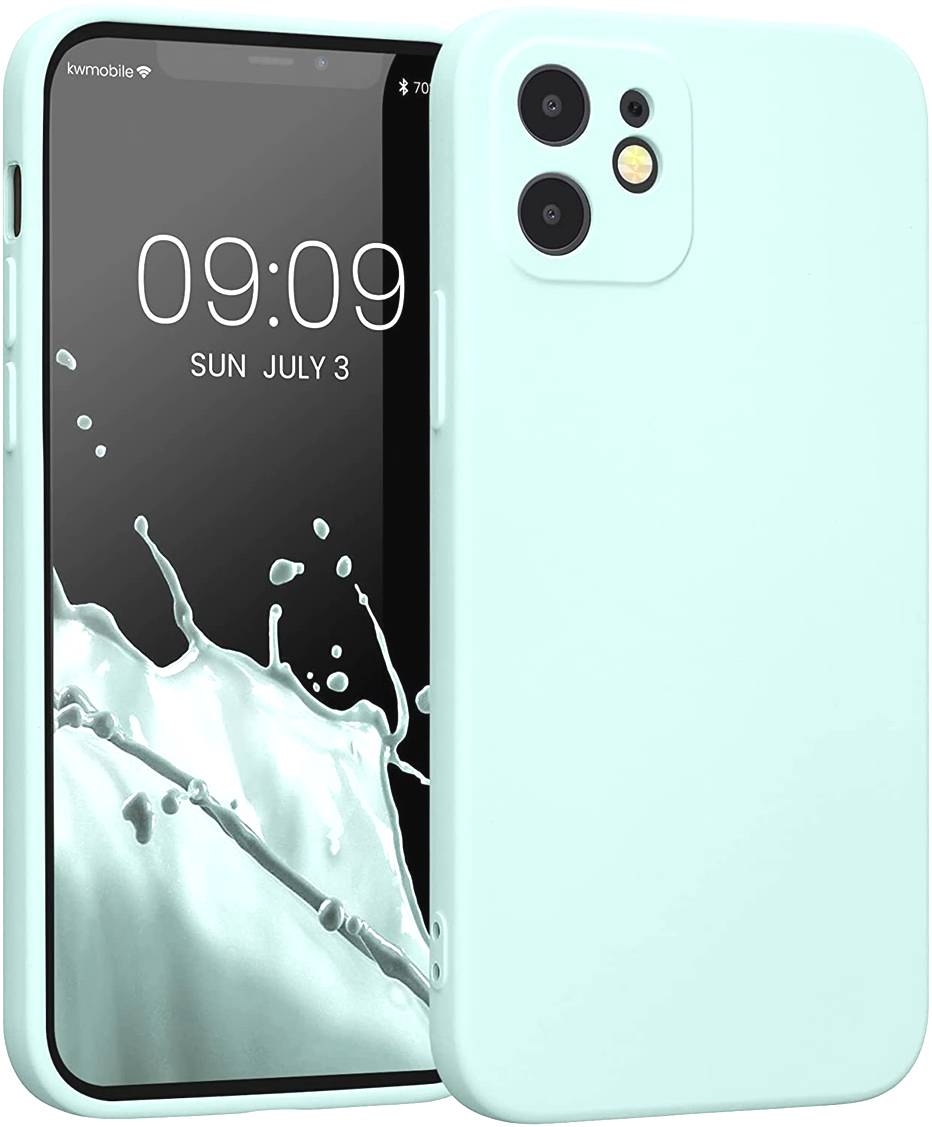 KWmobile Soft Slim Flexible Rubber Cover with Camera Protector - Θήκη Σιλικόνης Apple iPhone 12 με Πλαίσιο Κάμερας - Cool Mint
