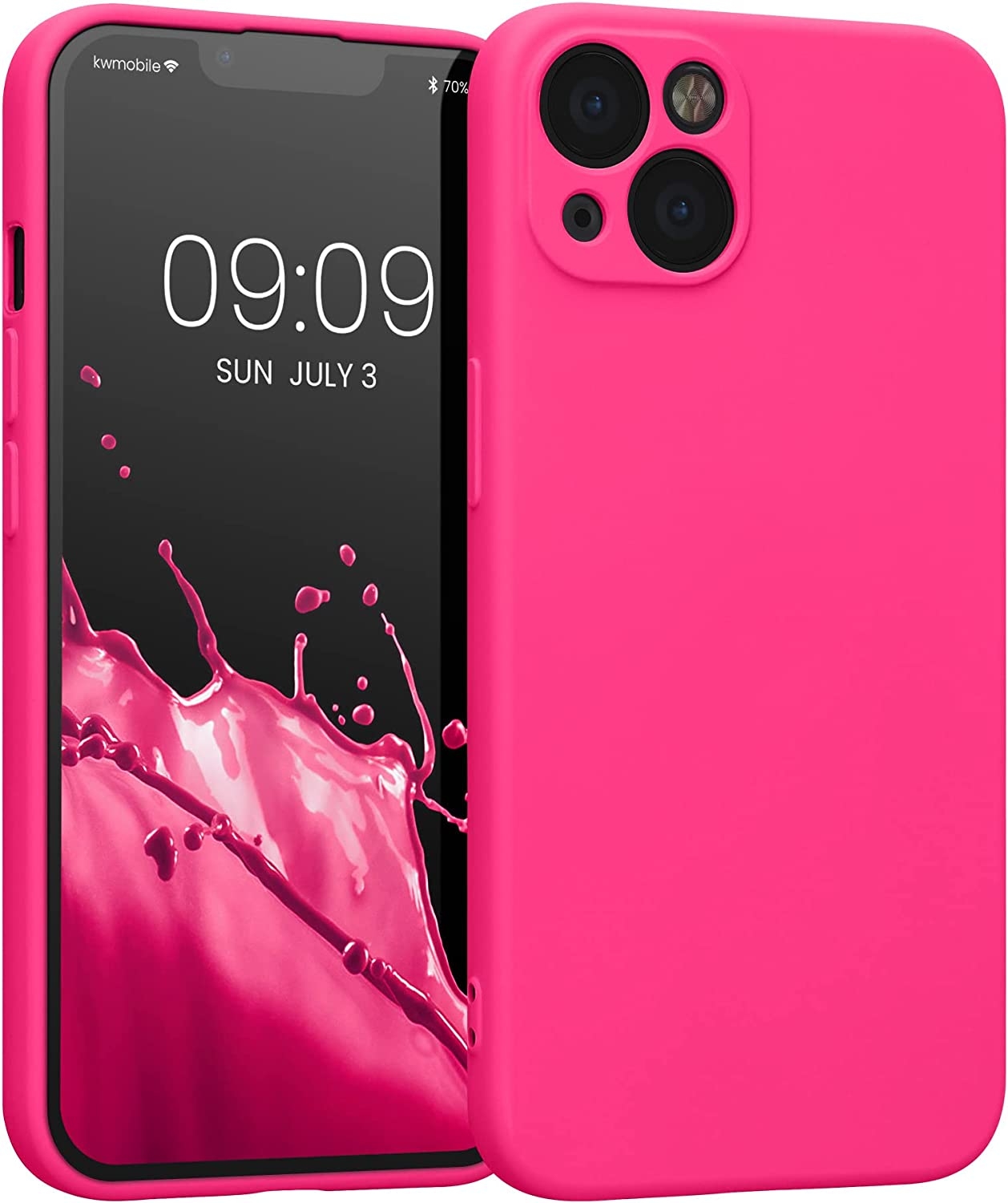 KWmobile Soft Slim Flexible Rubber Cover with Camera Protector - Θήκη Σιλικόνης Apple iPhone 13 με Πλαίσιο Κάμερας - Neon Pink 