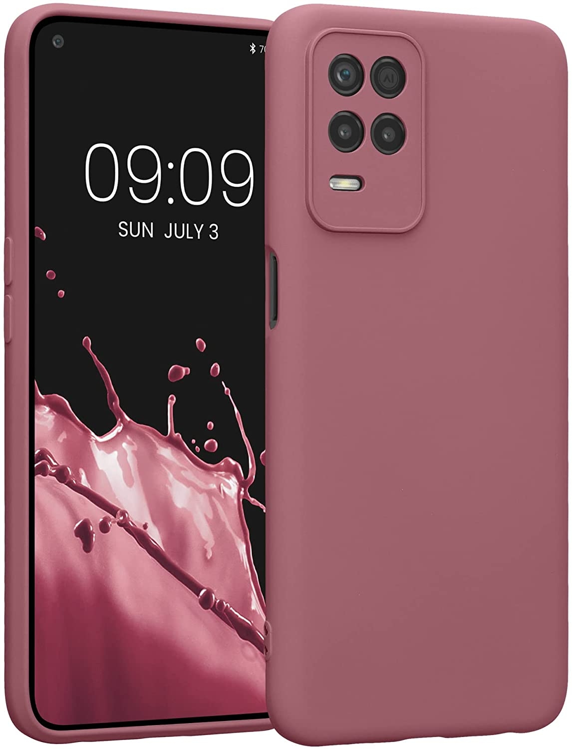 KWmobile Soft Slim Flexible Rubber Cover with Camera Protector - Θήκη Σιλικόνης Realme 8 5G / Narzo 30 5G με Πλαίσιο Κάμερας - Dark Rose